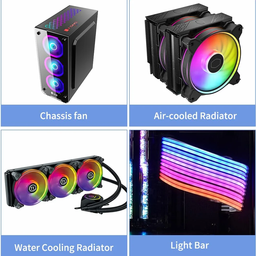 ARGB kontroler z pilotem zdalnego sterowania, 5 V, 3-pinowy kontroler SATA Power RGB, pilot zdalnego sterowania, przełącznik RGB Fan Hub do wentylatorów DIY, sterowanie oświetleniem i listew