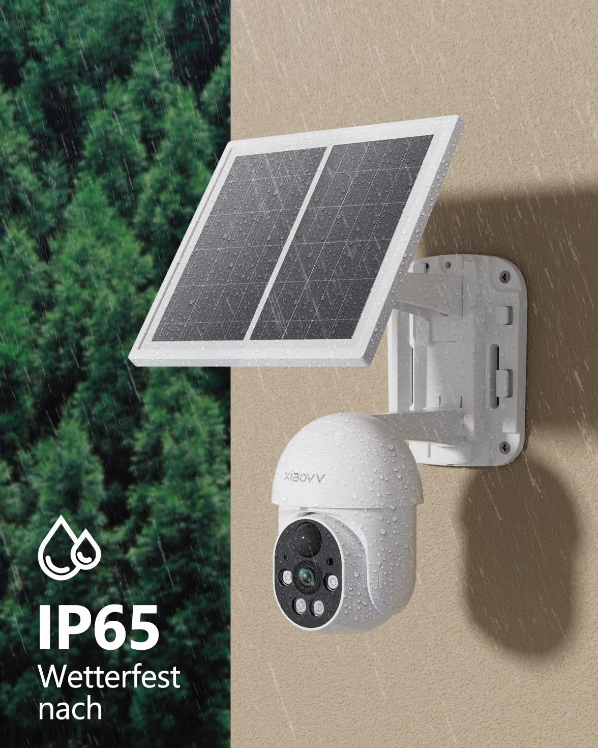 XIAOVV, Kamera monitoringowa o rozdzielczości 2 MP HD, zewnętrzna kamera monitorująca 10 000 mAh, 2,4 G, WiFi, kamera do monitoringu zewnętrznego, łatwa instalacja bezprzewodowa, kamera solarna