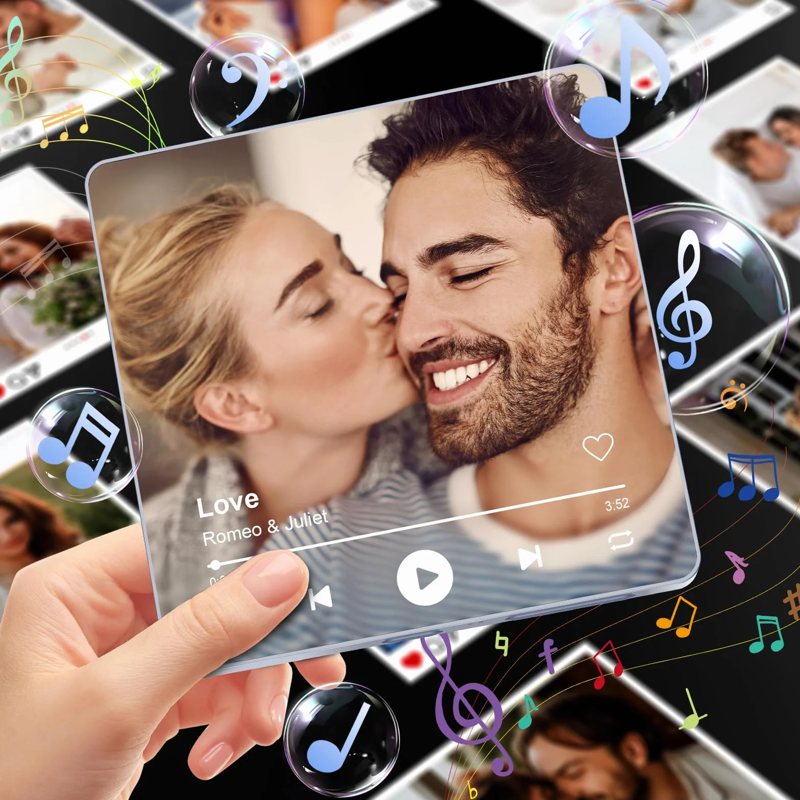 Aimant Musical Personnalisé Photo Rétro - Cadeau Saint Valentin Spotify Aimant Frigo