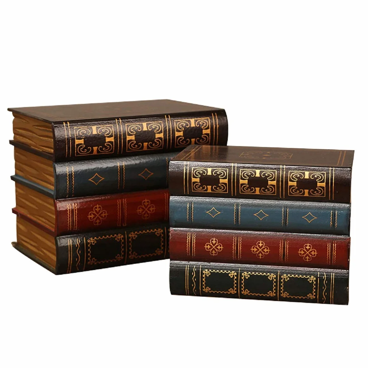 Lot de 2 boîtes de rangement vintage en bois pour bijoux - Imitation livres