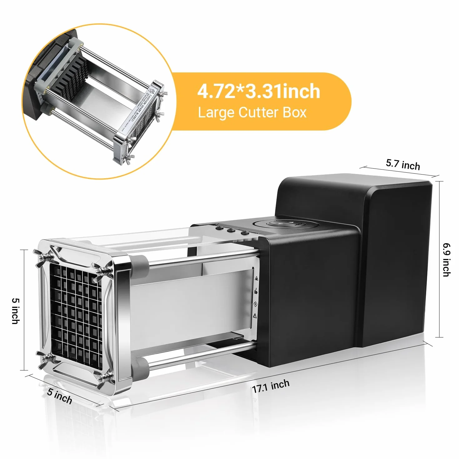 Coupe Frites Electrique, Sopito Coupe Frite Professionnel en Inox avec Lames de 6 mm, 9 mm et 12 mm, Coupe-frites Electrique pour Pommes de Terre, Concombres, Carottes et Courgettes