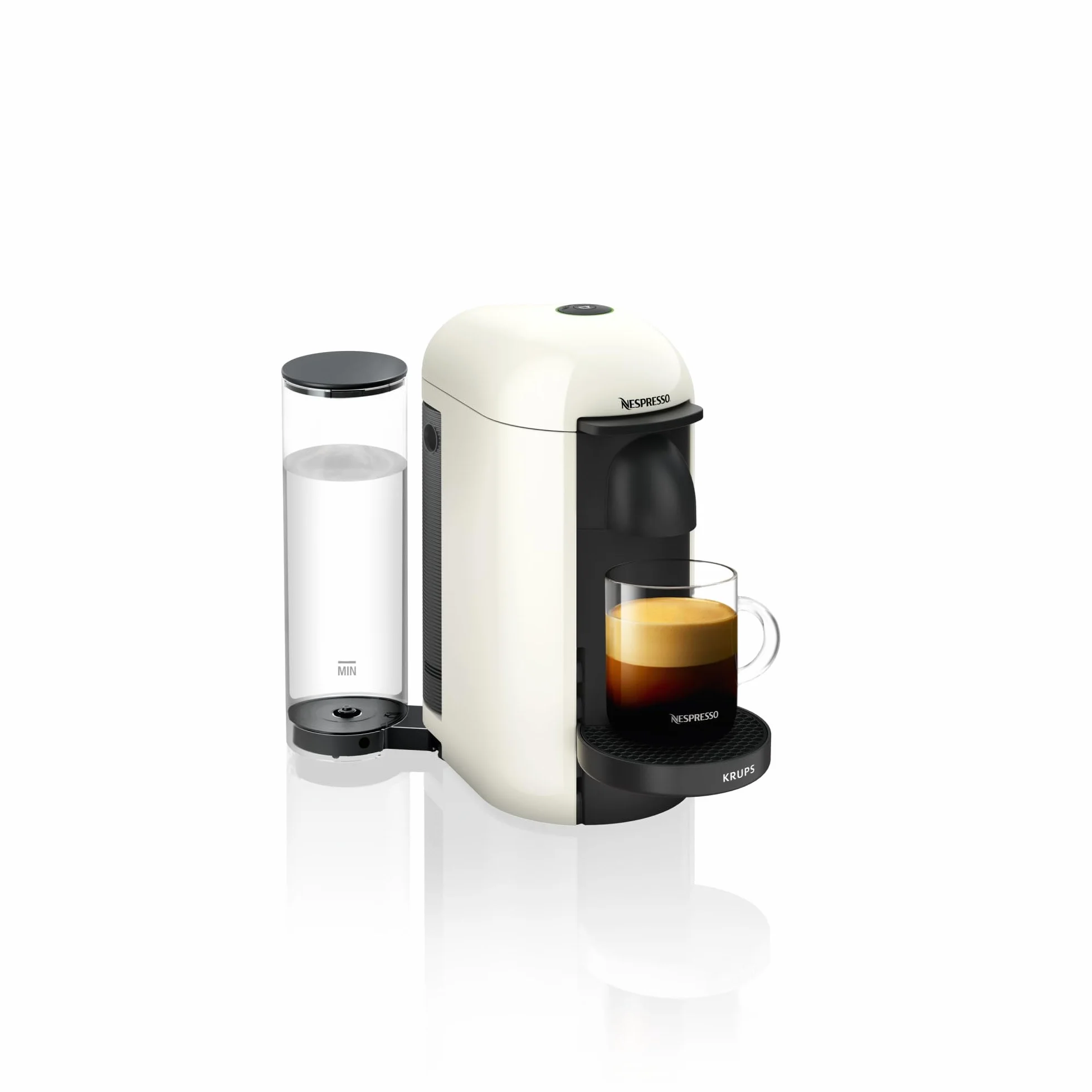 Nespresso Krups Machine à Café Vertuo Plus Blanc, Capsules café Vertuo seulement, Technologie Centrifusion, 5 Tailles de Tasses + Kit de Bienvenue, Design Moderne, Arrêt Automatique, YY3916FD