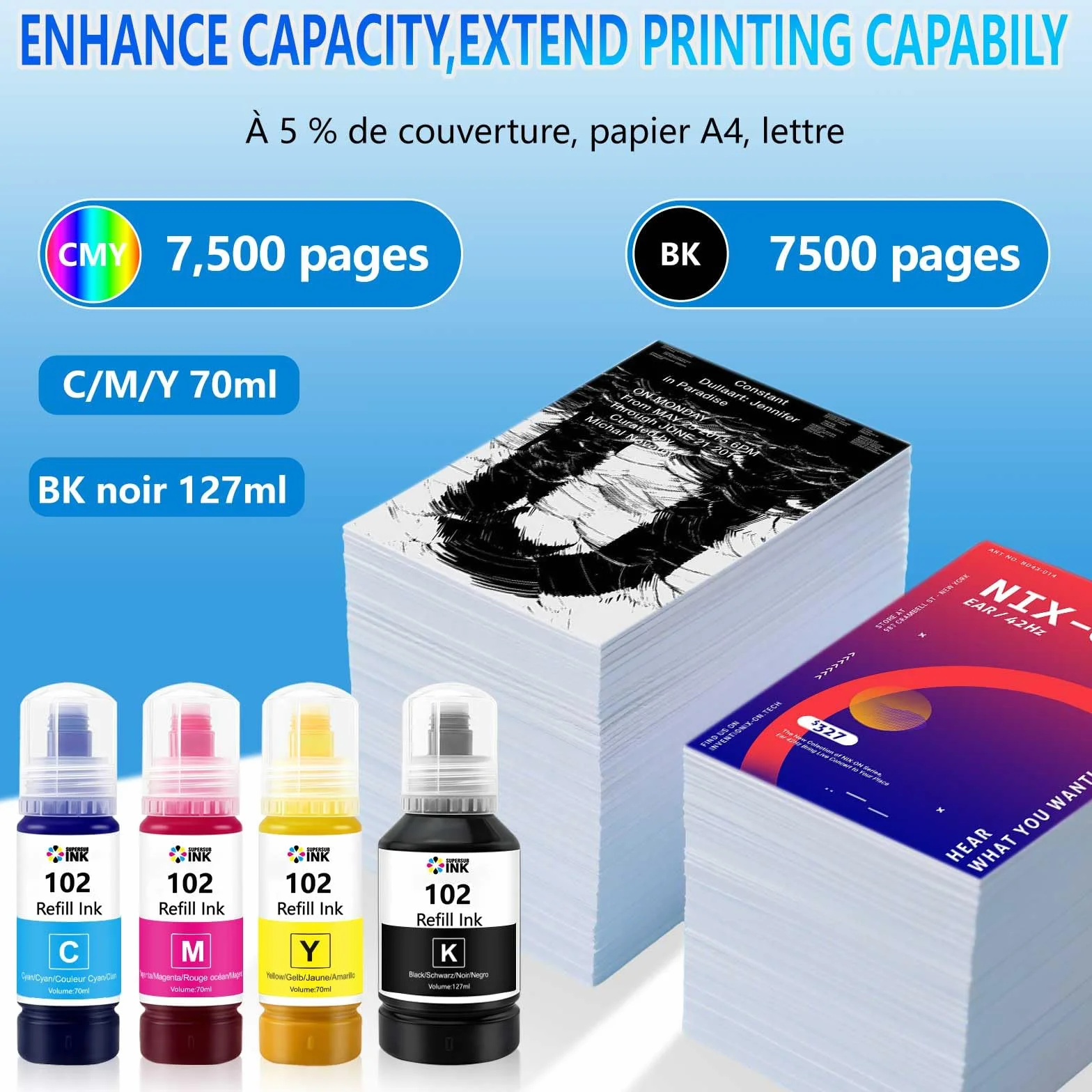 Cartouches d'encre compatibles ET-1810 ET-2710 ET-2711 ET-2712 ET-2714 ET-2715 ET-2720 ET-2721 ET-2726 ET-2810 ET-2811 ET-47700 ET-4800 Lot de 102