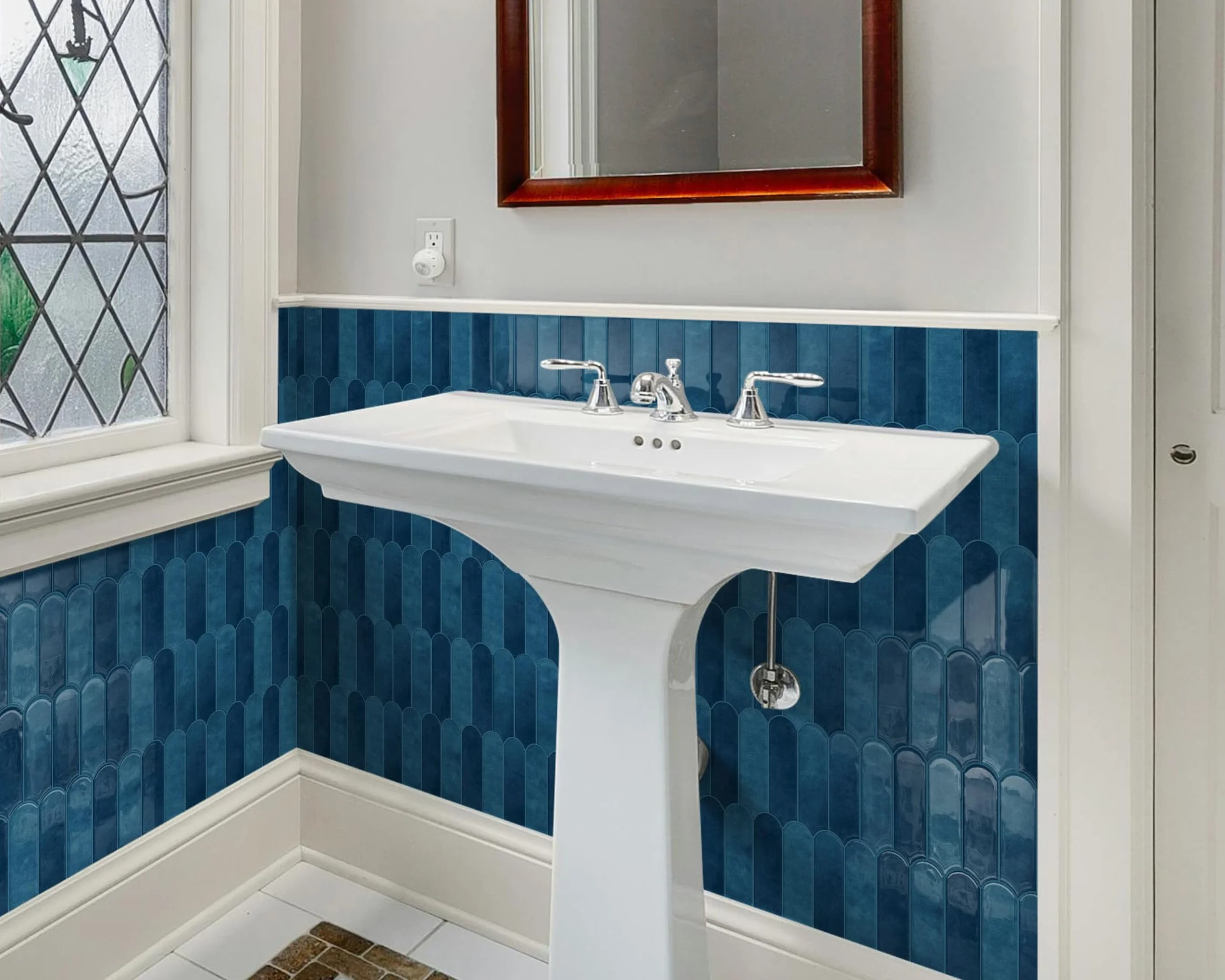 Carrelage Adhésif Mural 3D Bleu 30.5x30.5 cm 10 Pièces Plastique