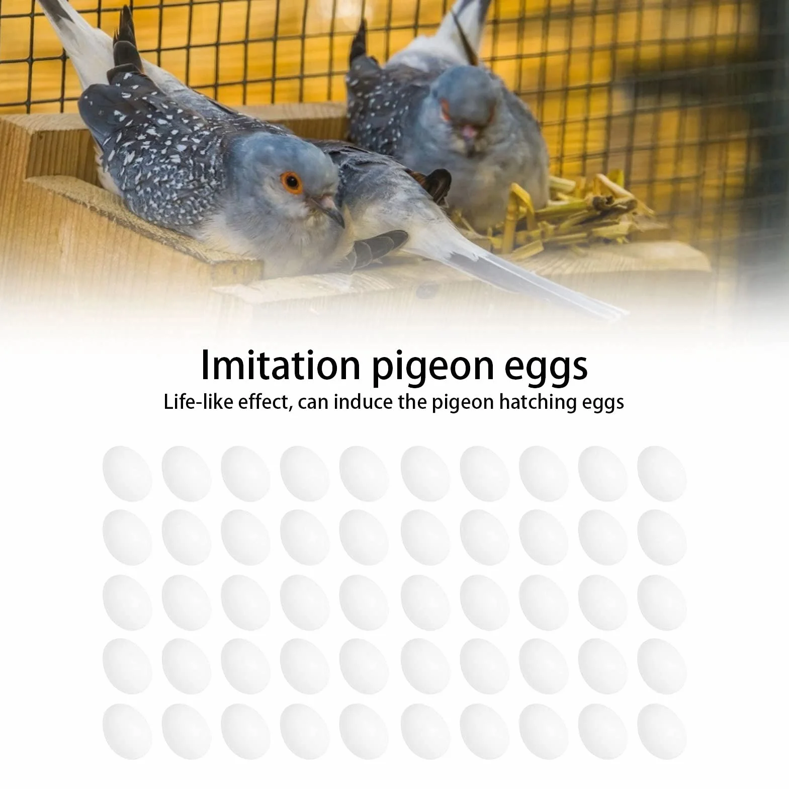 Faux Œufs de Pigeon Solides, 3.8 cm, 50 Pcs pour Peindre ou Couvrir