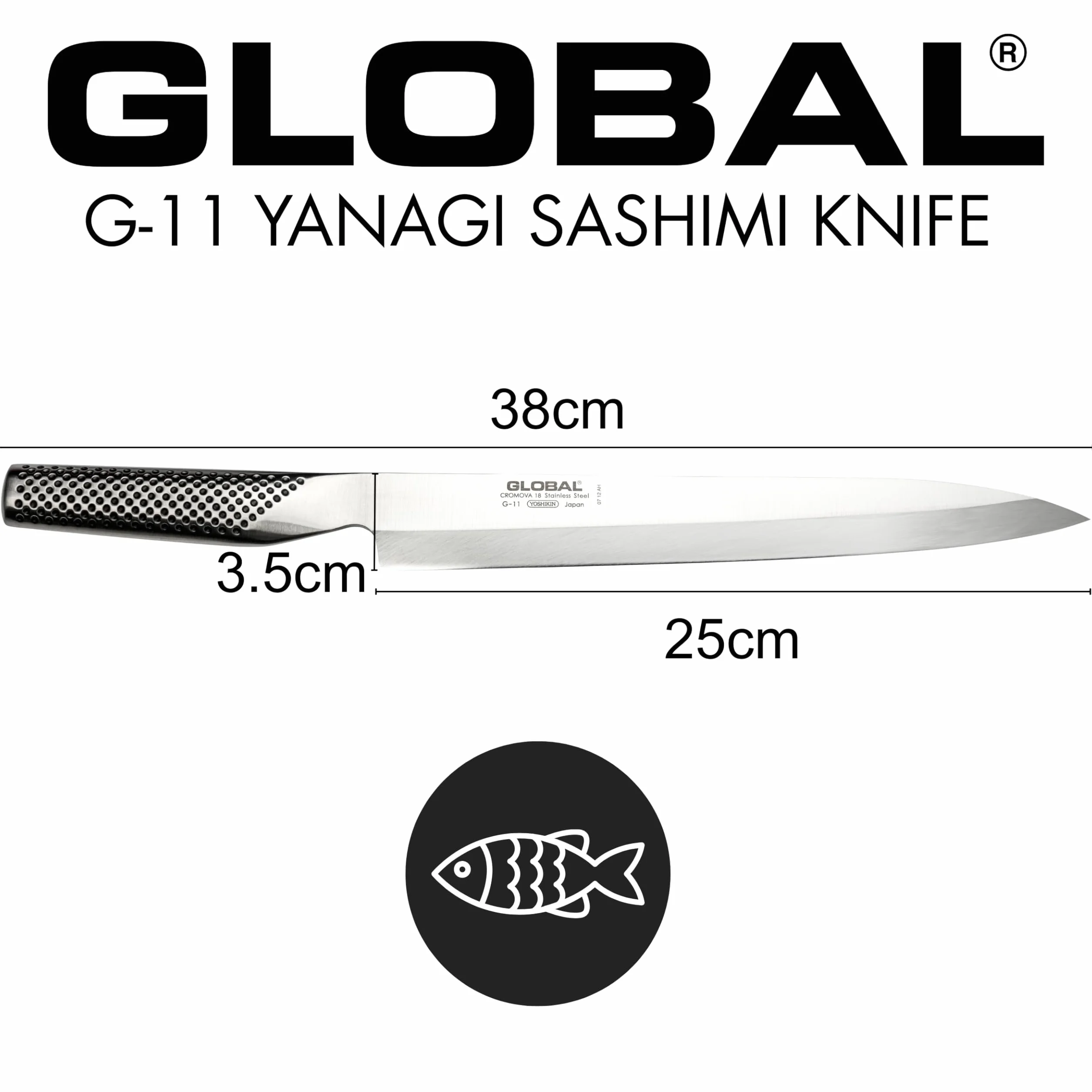 Global - G-11 - Couteau à Yanagi/Sashimi - 25 cm
