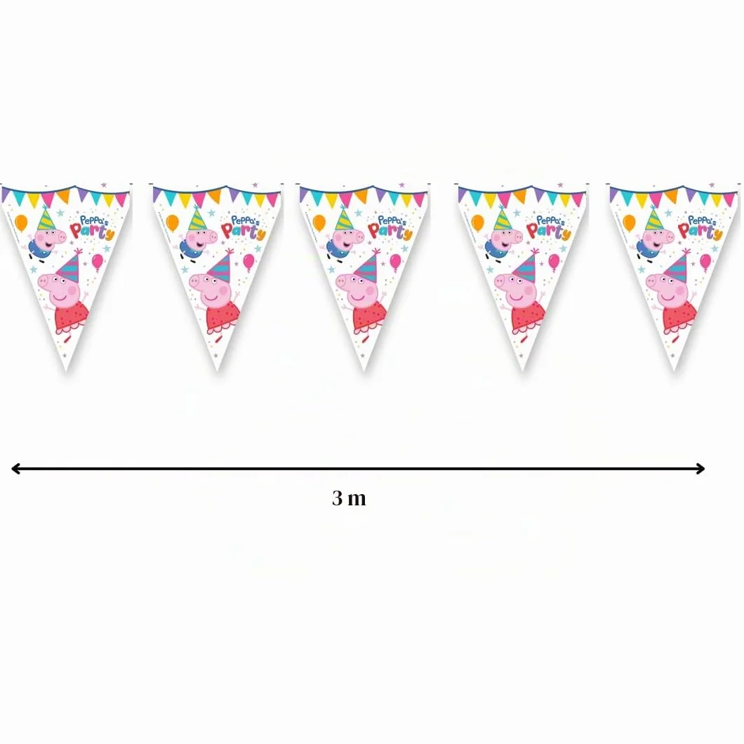 Fanion d'anniversaire Peppa Pig, Décoration d'enfant 3 M