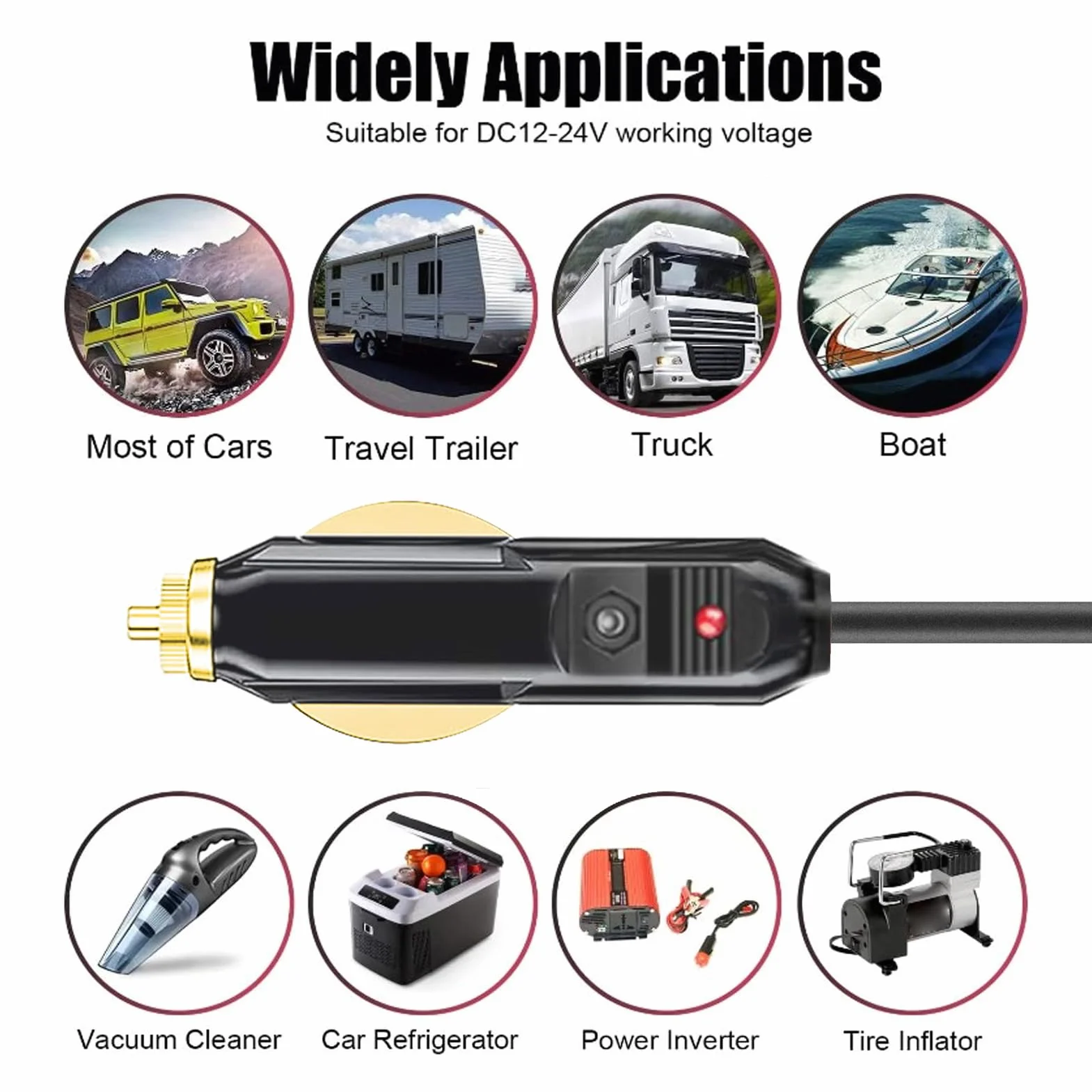 Kabel Zasilający Mini DC, Kabel Zasilający Samochodowy 12 V DC do Satelity, Kabel Zasilający ładowarki Samochodowej 18AWG IP68 do Samochodów Ciężarowych, Autobusów,