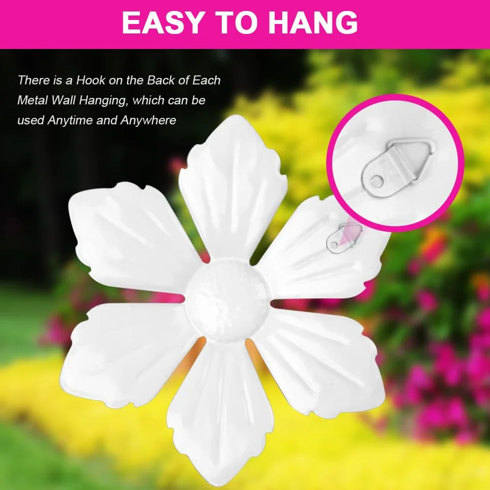 OFFCUP Fleurs en Métal 3pcs Décoration Murale Extérieur Jardin