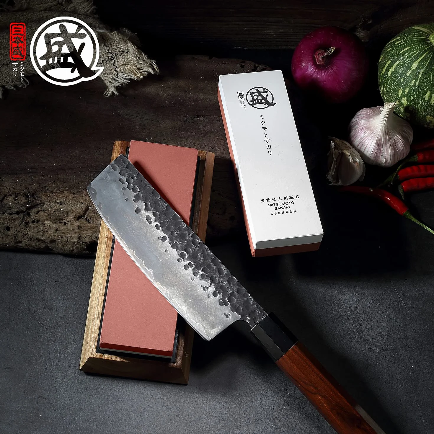 MITSUMOTO SAKARI Pierre a Aiguiser Japonaise, Aiguiseur Couteaux Professionnel 1000/3000 Grit, Aiguiseur Couteaux Base en Bambou Antidérapante pour Sièges