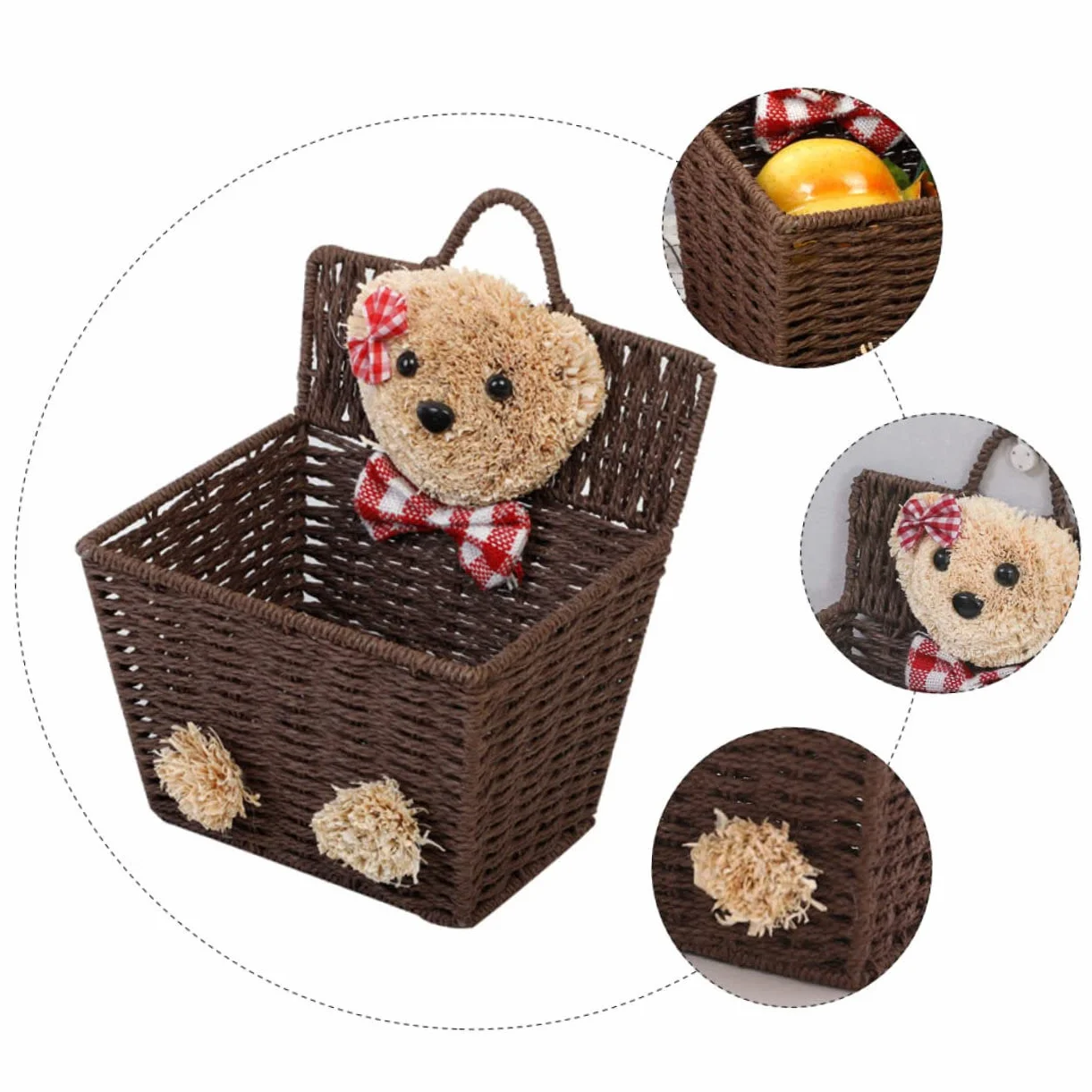 Panier Suspendu en Saule Mignon Osier Rangement Ménager Multifonctionnel Maison Restaurant