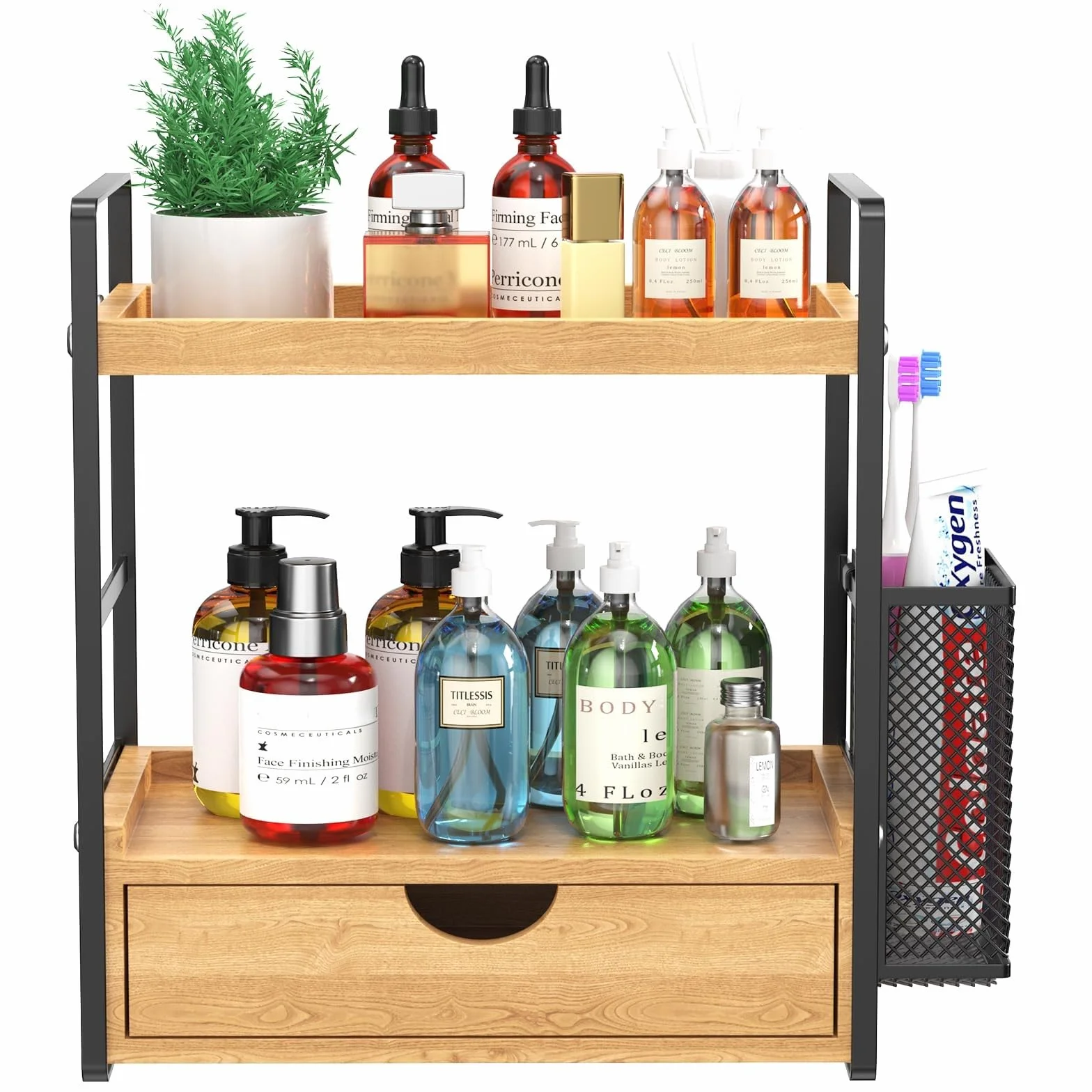 LEMIKKLE boîte de Rangement de Salle de Bain avec Panier, Organisation de Rangement, boîte de Rangement pour Soins de la Peau (Tirelires)