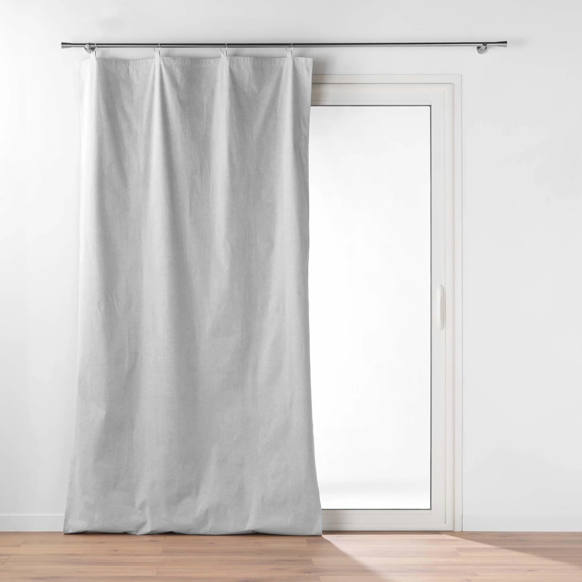 Rideau à Anneaux 130x230 cm Gris Polyester Polyuréthane