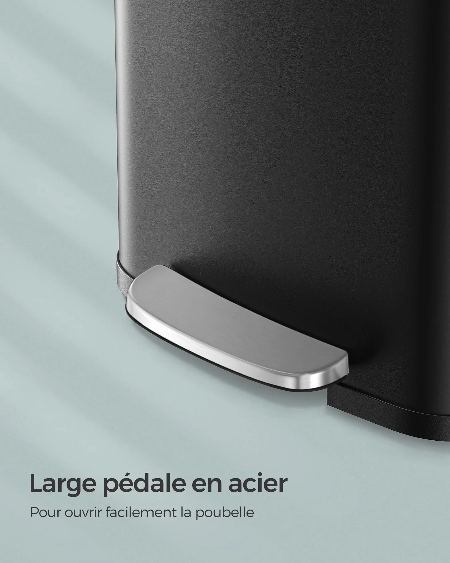 SONGMICS Poubelle de Cuisine 50L Métal à Pédale avec Couvercle Noir LTB530B5002