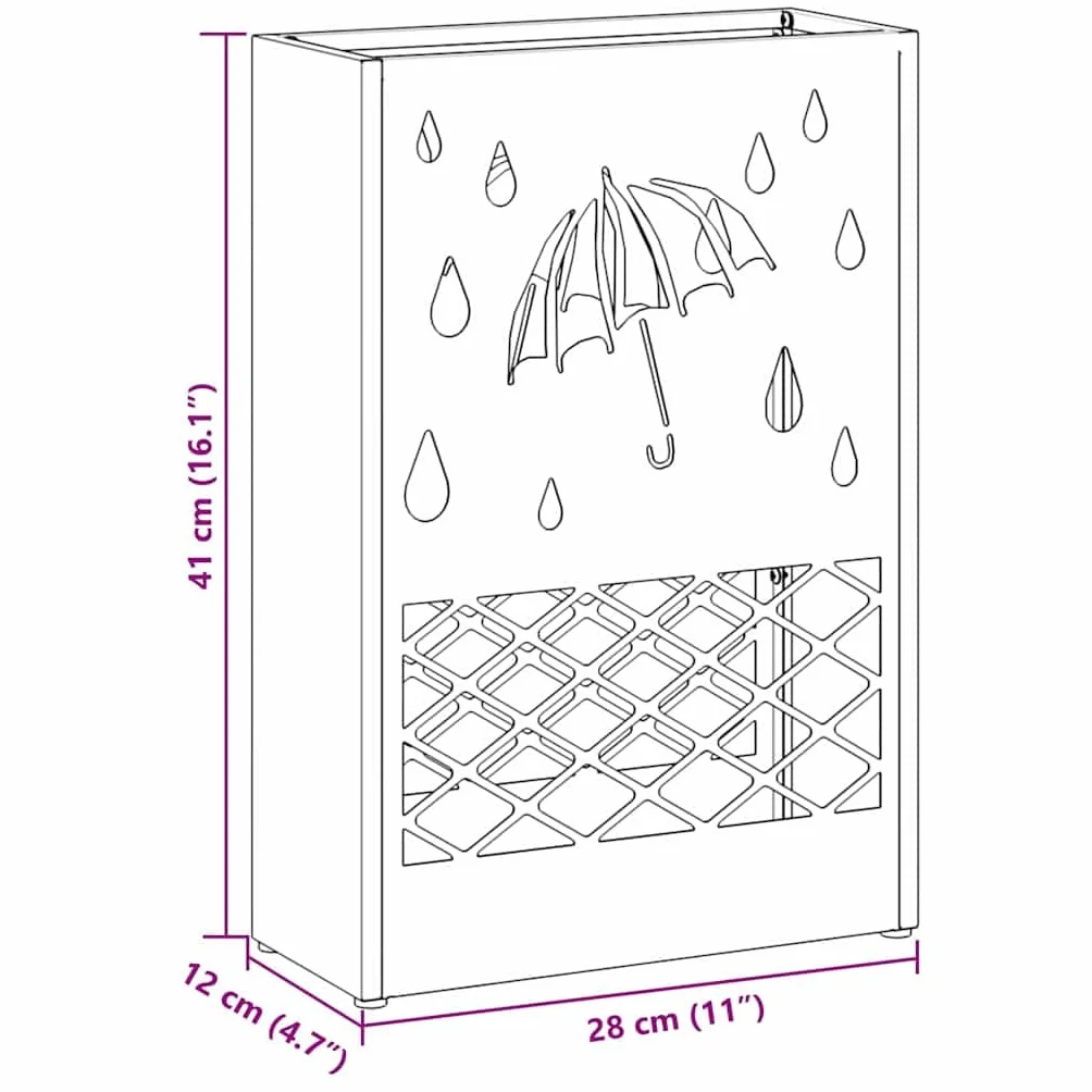 vidaXL Porte-Parapluie Acier Anthracite 28x12x41 cm Design Rectangulaire Organisateur Entrée