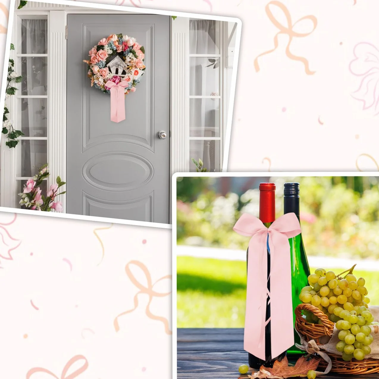 Noeud Satin Voiture Mariage 10 Pièces Décoration Cadeau Bricolage Sapin de Noël Rose