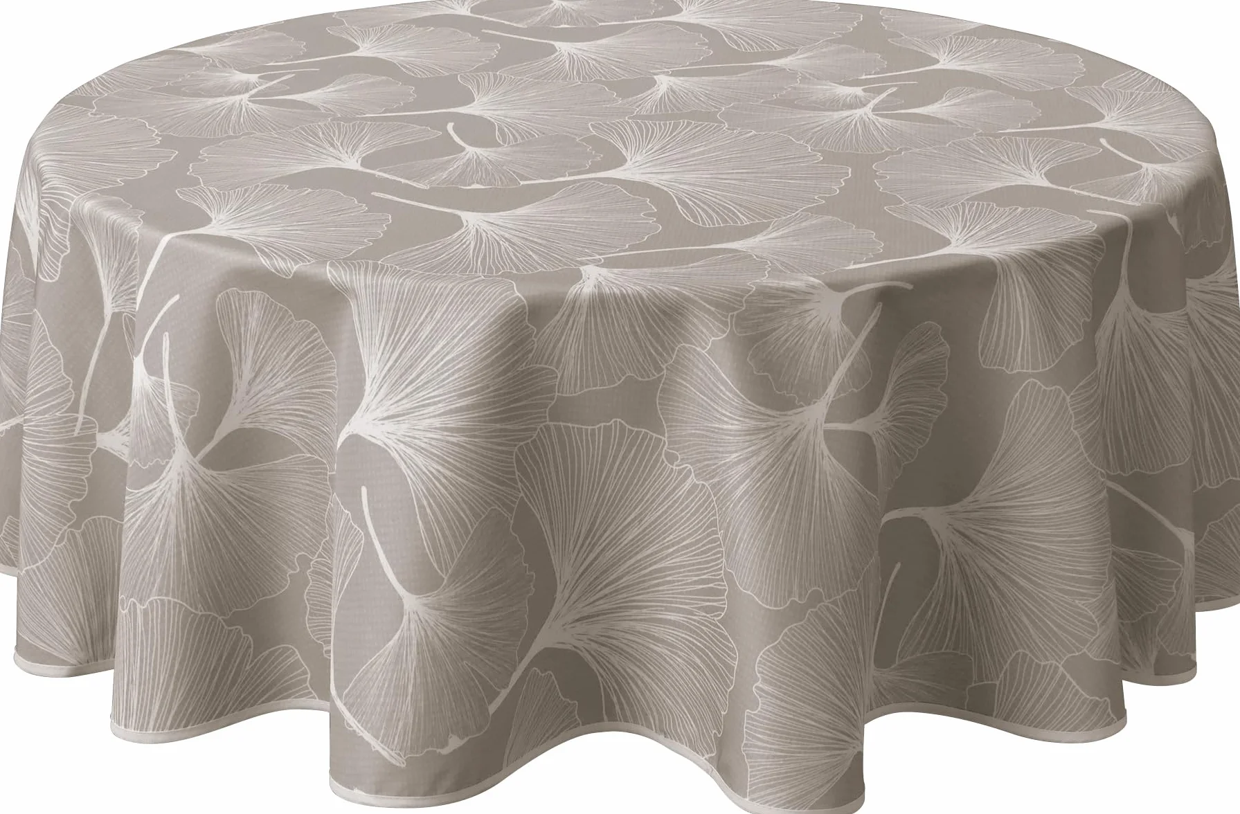 Le Linge de Jules Nappe Anti-Taches Biloba Ficelle Ronde 160 cm Blanc