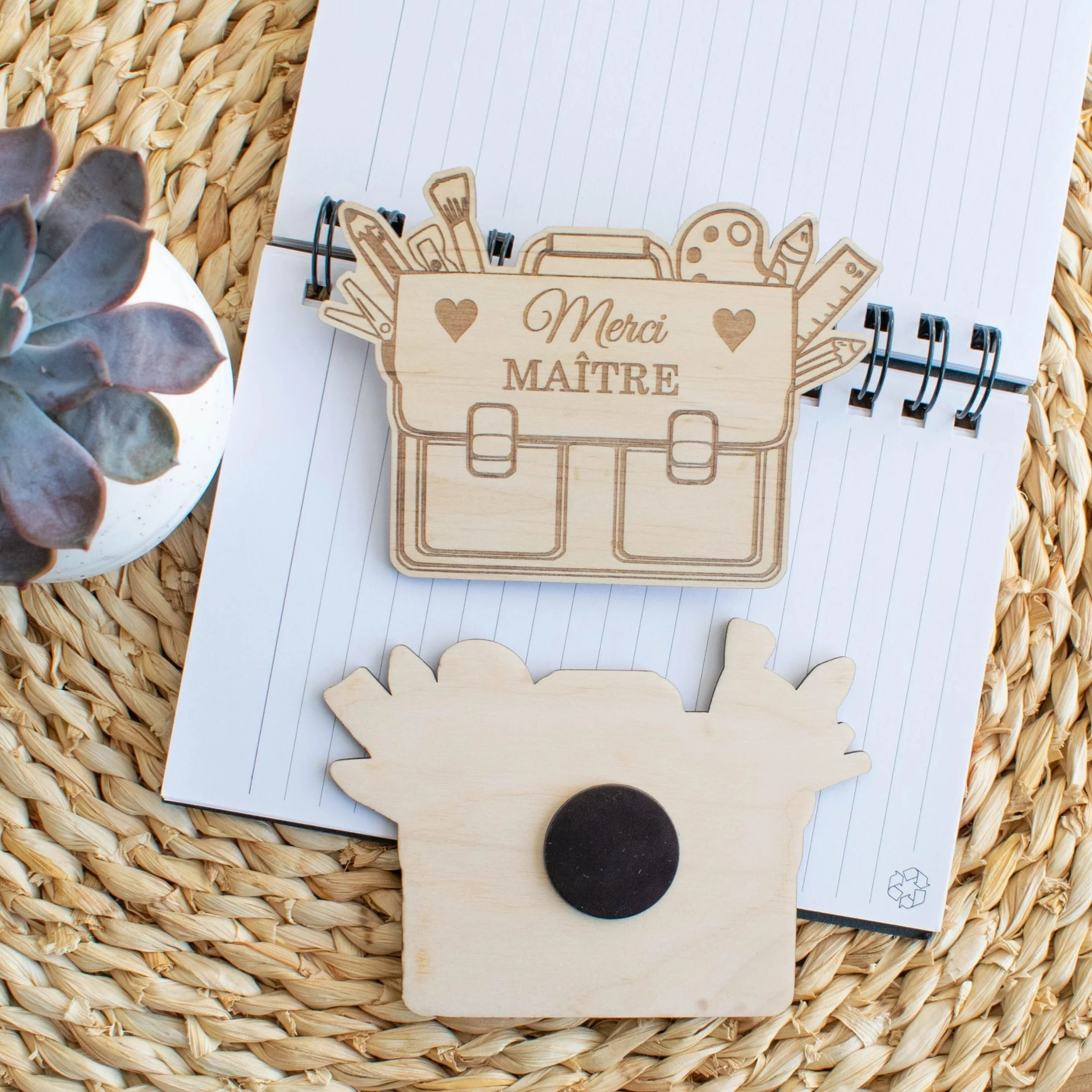 Magnet Maître Merci - Cadeau Fin d'année Scolaire Enseignant - Marque Page Professeur Retraite