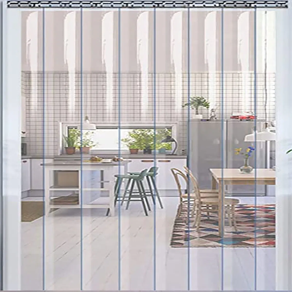Rideaux À Lamelles Transparent Rideau Industriel À Lanières Réduction de Bruit Peut Être Personnalisé, for Entrées D'escalier, Grands Centres Commerciaux(1.6mm,1.2Mx2.3M)