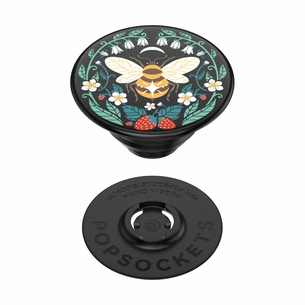 PopSockets PopGrip - Rozkładany uchwyt i podstawka do telefonów oraz tabletów z wymiennymi krążkami PopTops - Bee Boho