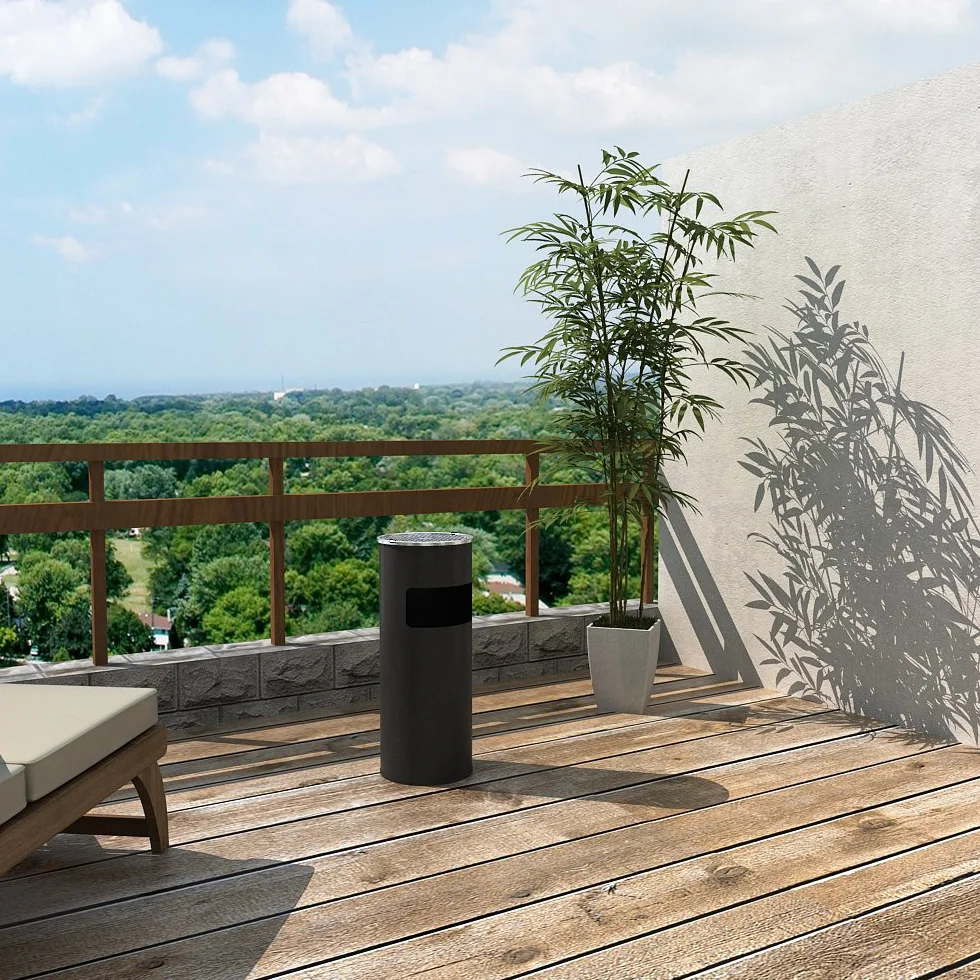 SONGMICS Poubelle en Acier Inoxydable 30L Noir ø24,5 x 60,5cm