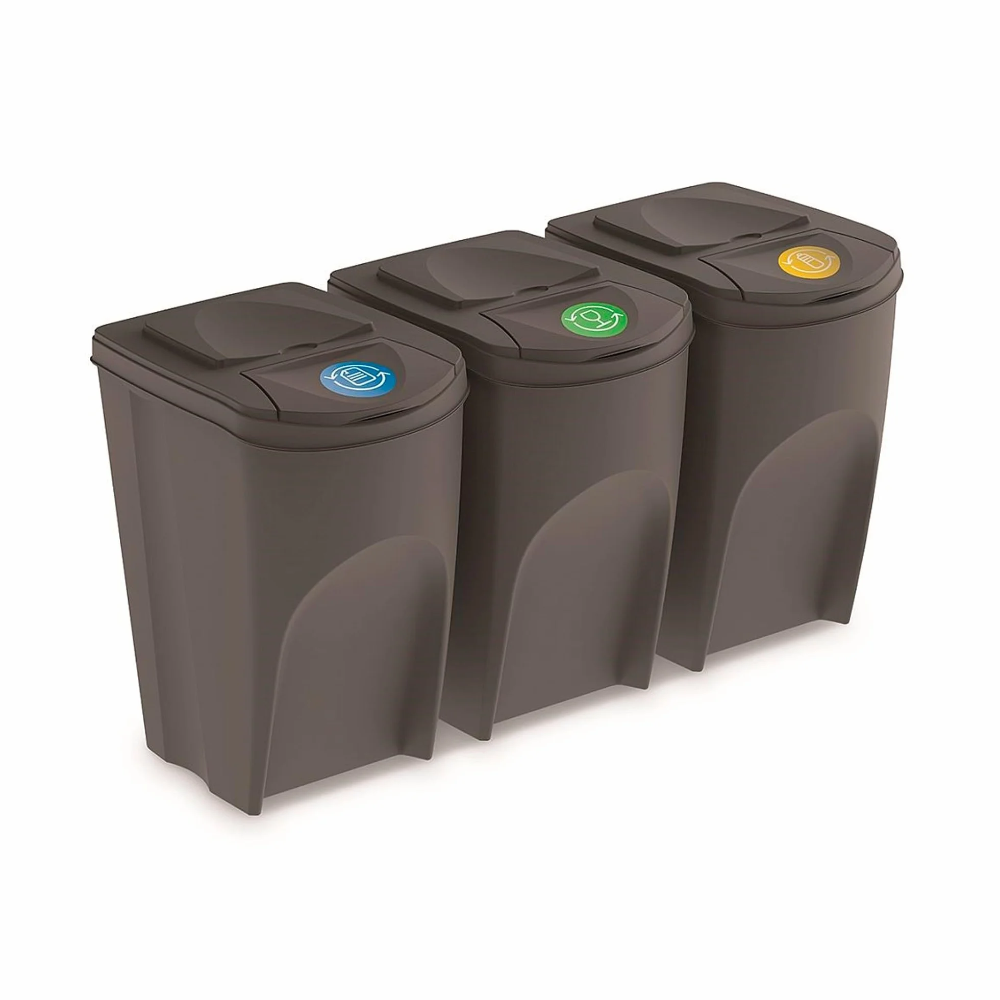 Prosperplast Lot de 3 cubes de recyclage Sortibox 105 l plastique gris