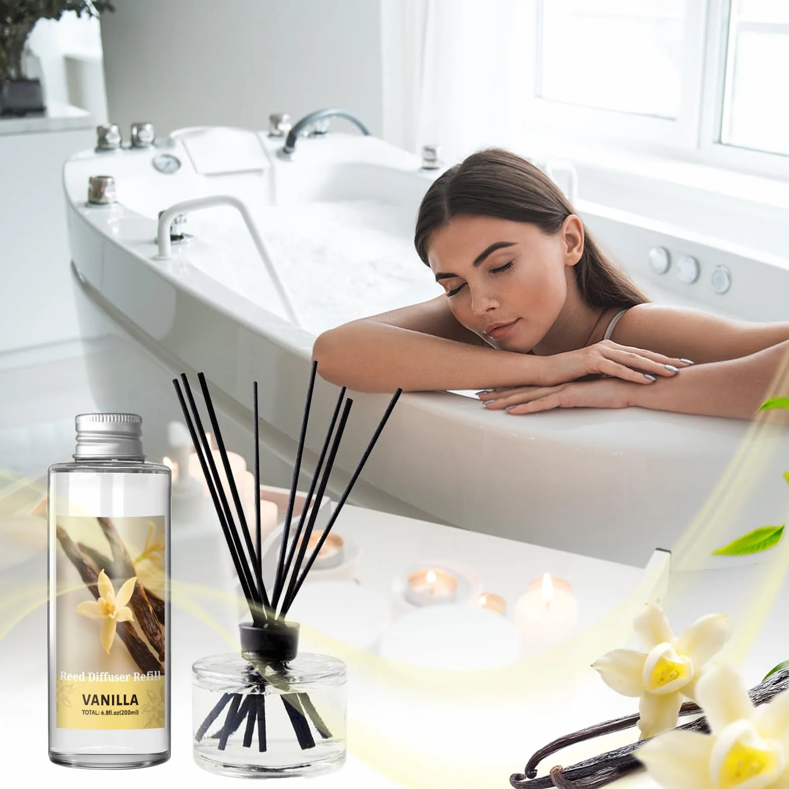 SCENTORINI Diffuseur de Parfum Vanille 200ML Recharge Parfum Ambiance Maison