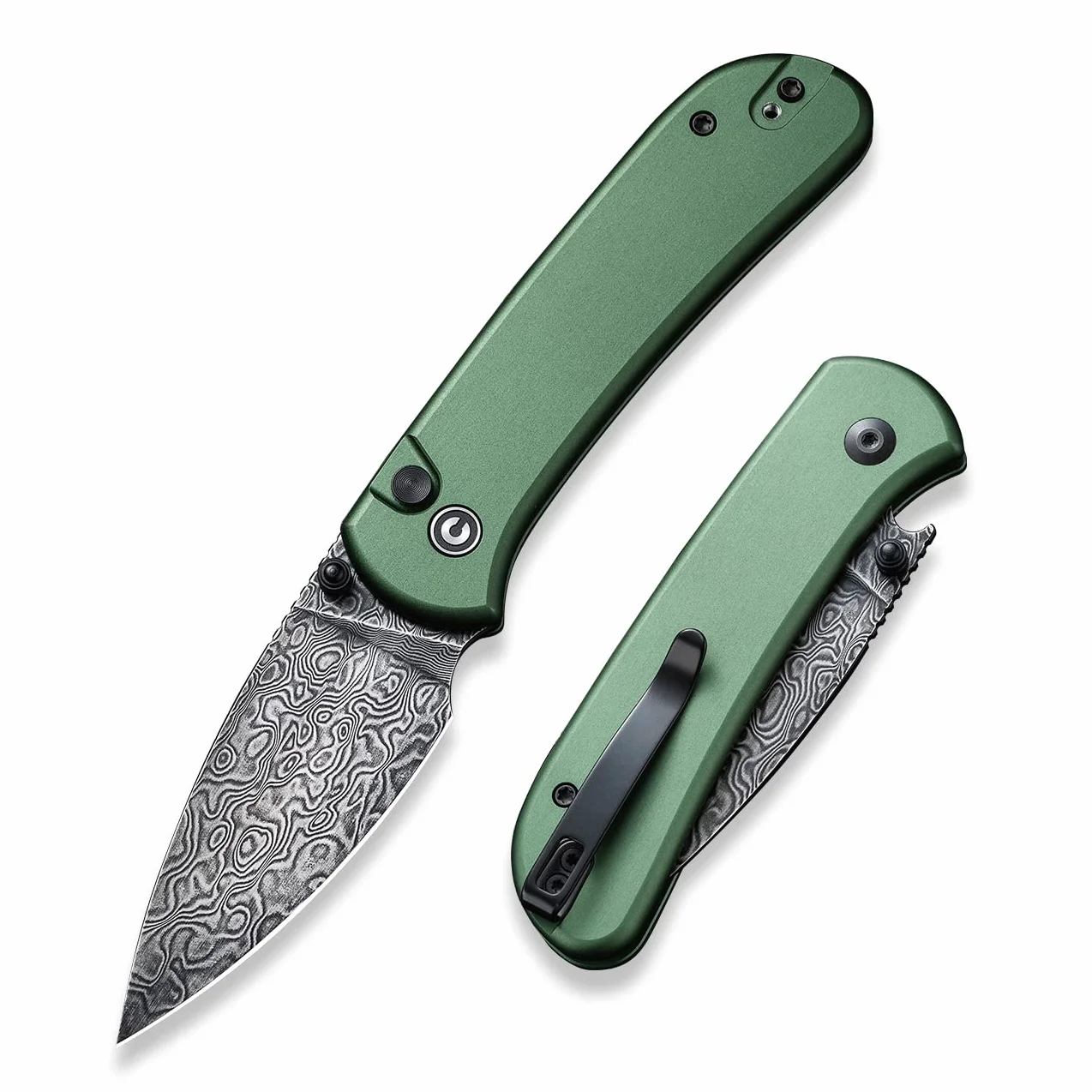 Couteau Civivi Qubit aluminium vert damas, 3"
