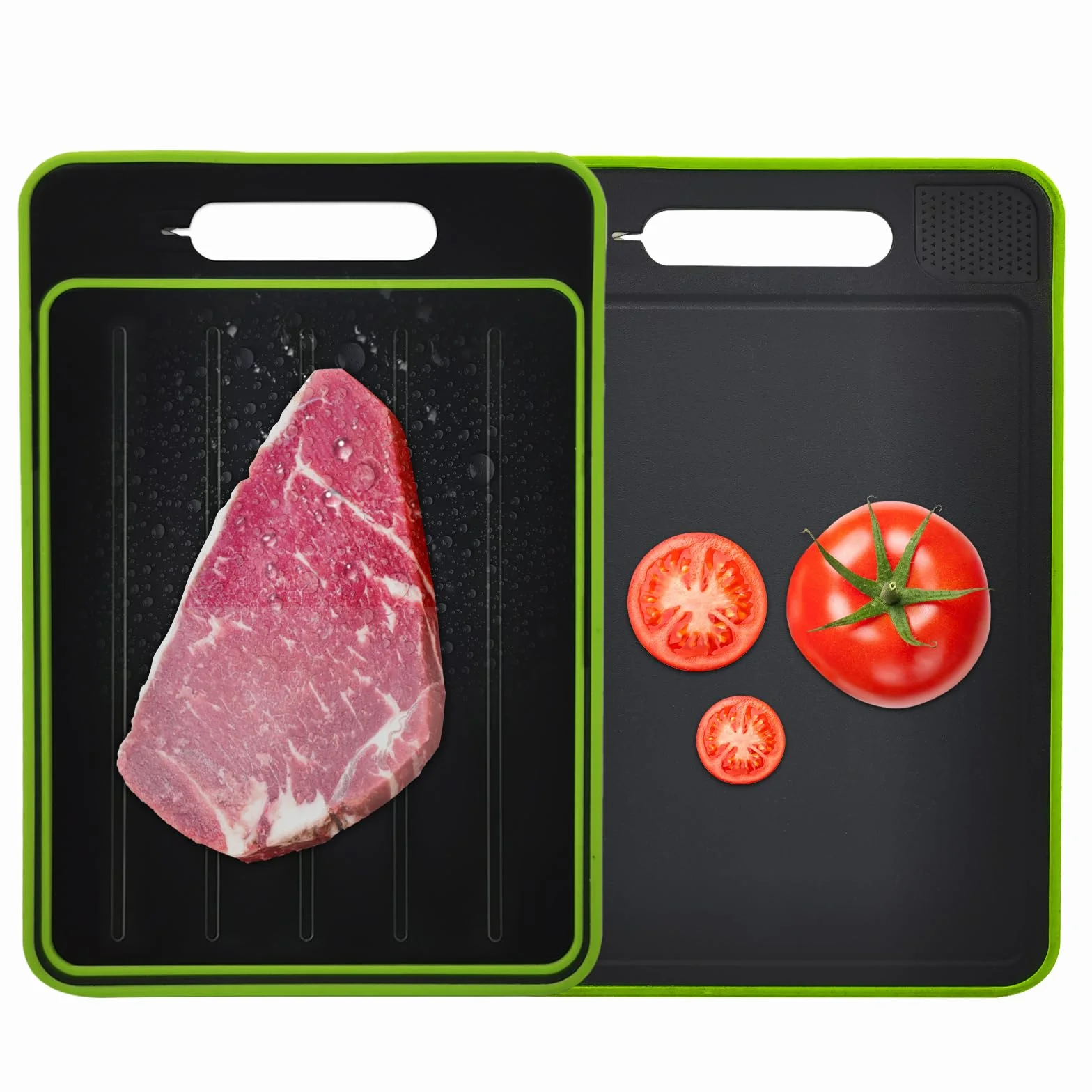 Planche à décongeler 4 en 1 Gadgets de Cuisine Pratiques, 3 x Décongélation Rapide, Planche à découper multifonctionnelle, avec Moulin à Couteaux et ail intégré