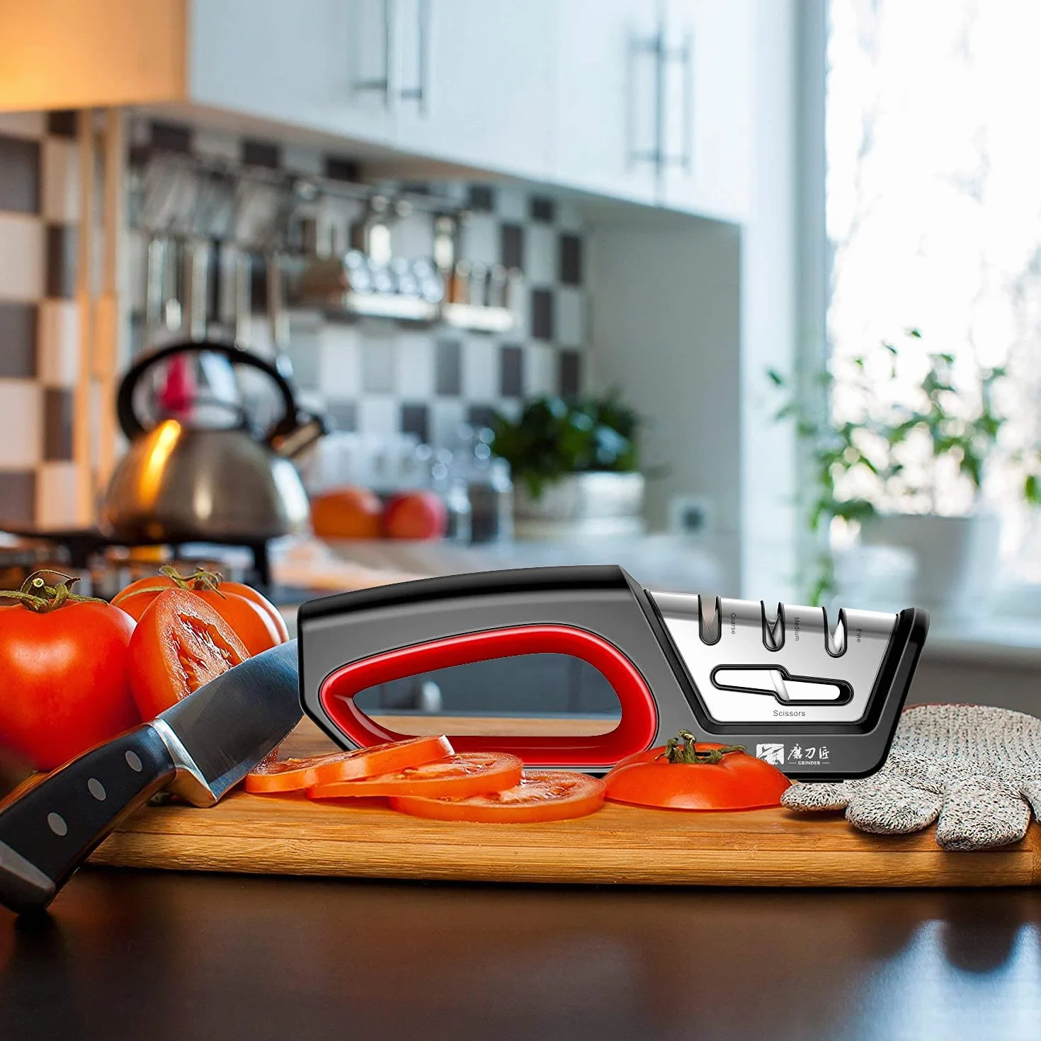 Aiguiseur de Couteaux Professionnel 4 en 1 pour Couteaux et Ciseaux de Cuisine