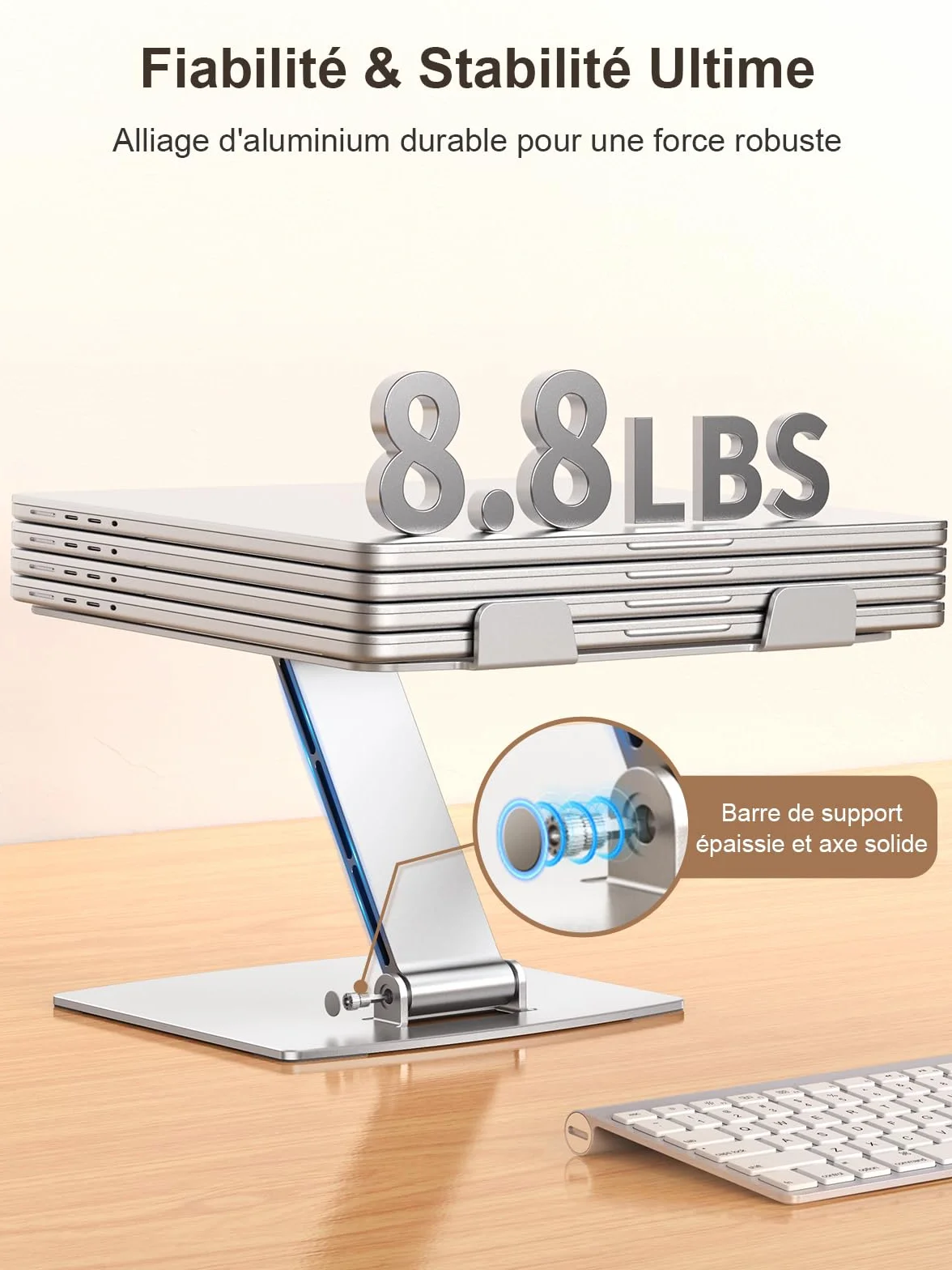 CIRYCASE Support Ordinateur Portable Réglable Aluminium, Laptop Stand Pliable Ergonomique Compatible MacBook Air Pro 10-16"