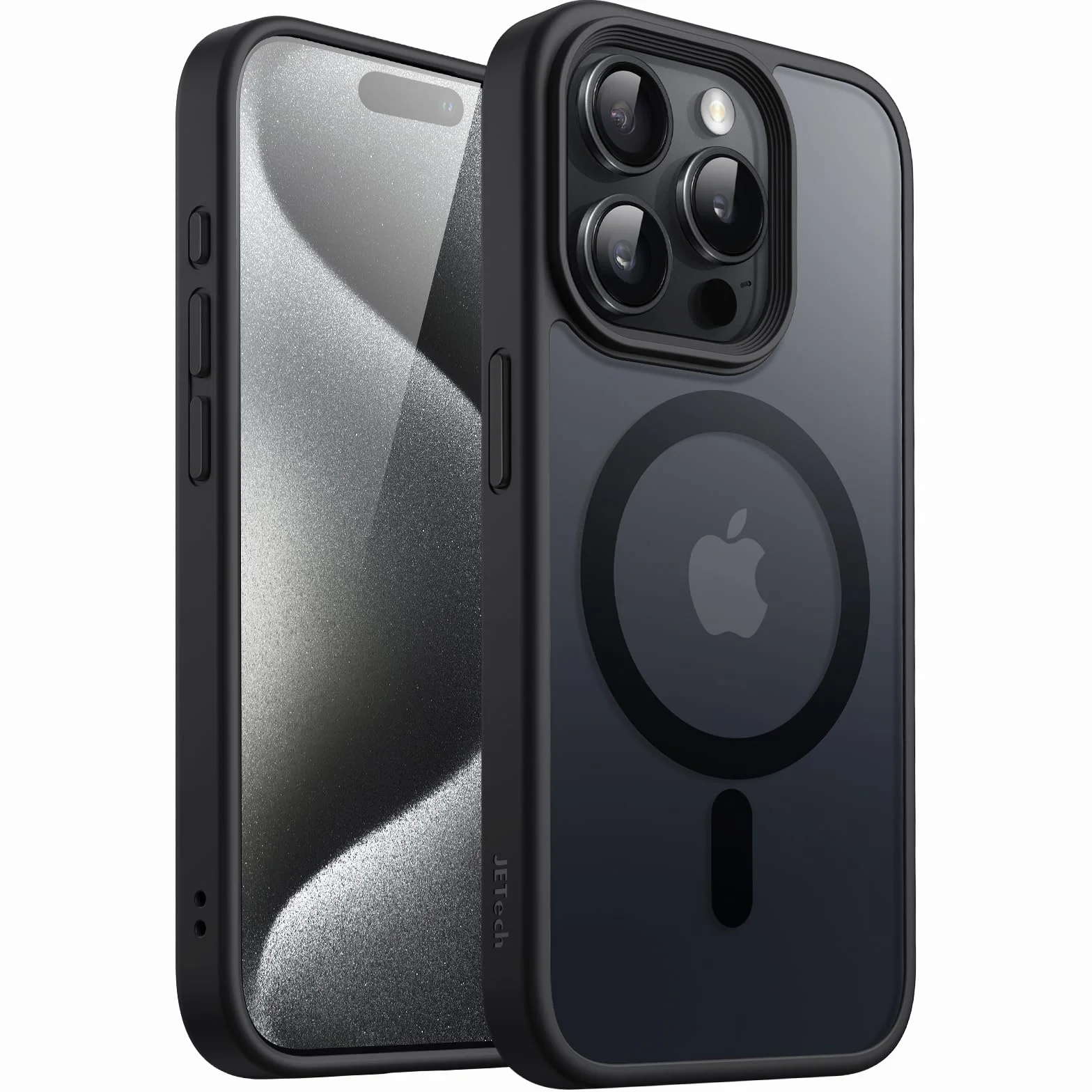 JETech Magnetyczna Etui dla iPhone 15 Pro 6,1 Cala Kompatybilny z MagSafe, Półprzezroczysta Matowe Tylna Szczupły Odporny na Wstrząsy Case (Czarny)