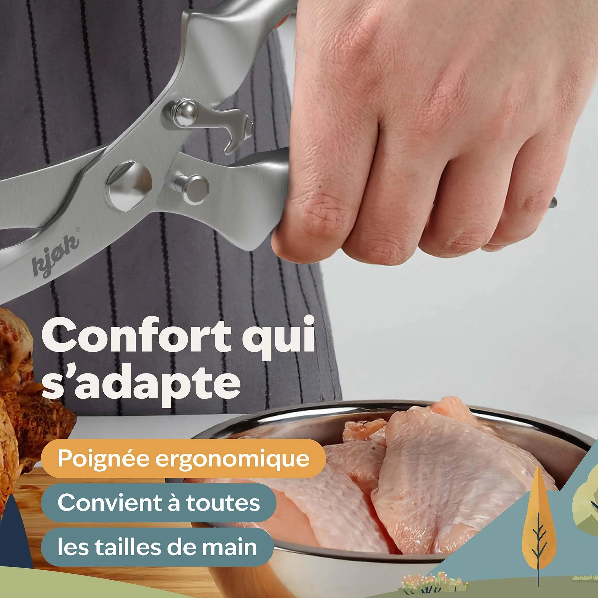 Ciseaux à Volaille en Acier Inoxydable Premium Ciseaux de Cuisine pour Poulet Oie Canard