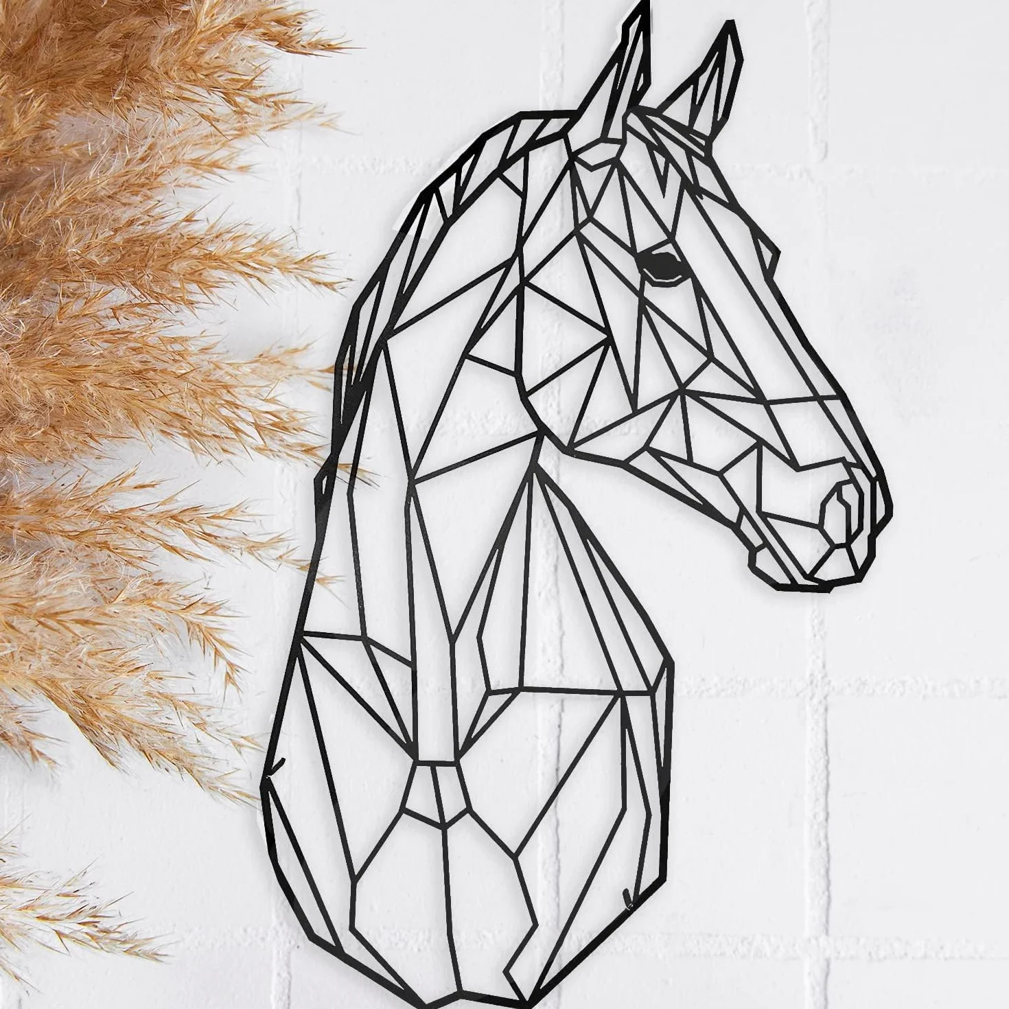 Sculpture murale flottante en métal Cheval 43 x 31 cm acier pour salon