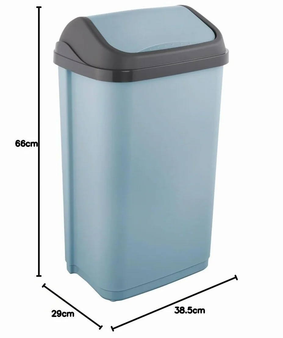 Keeper Poubelle avec couvercle basculant 50 L 38,5 x 29 x 66 cm Bleu Nordic Blue