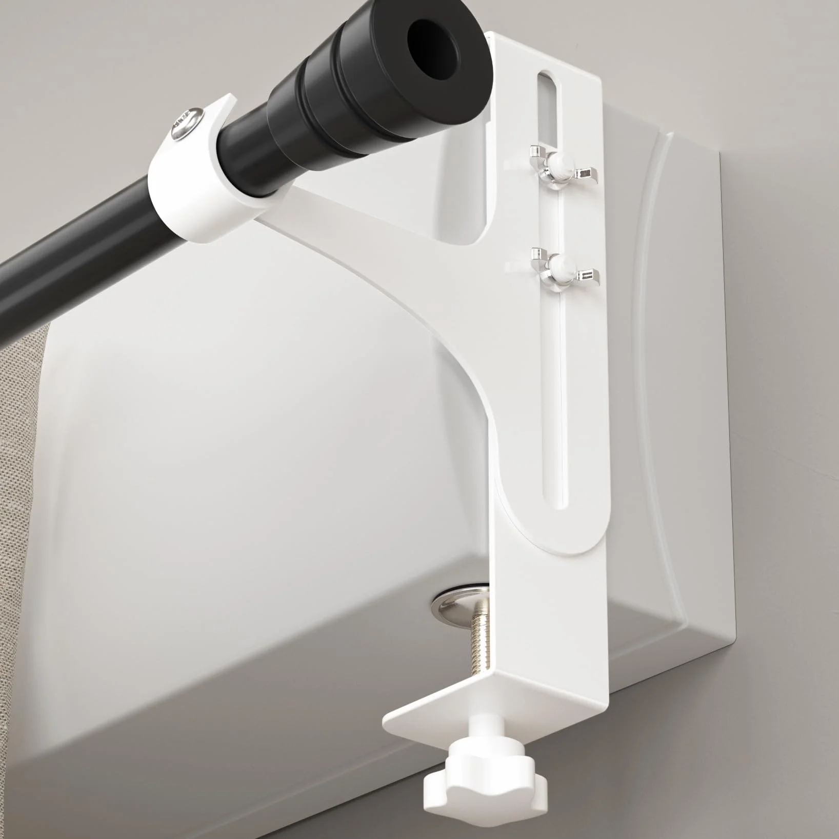 Support Tringle Rideaux sans Percage Accroche Rideau sans Perçage Hauteur 14-25 cm Blanc Pack de 2