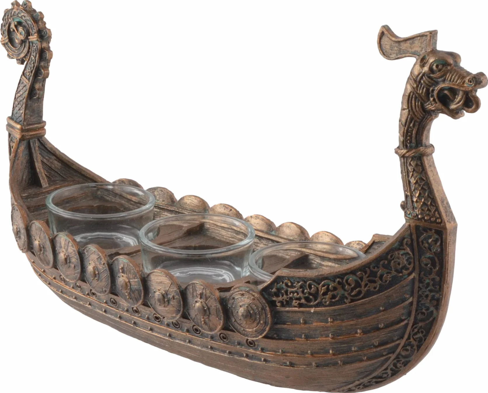 Drakar - Porte-bougies nordique (3 unités), design de bateau viking