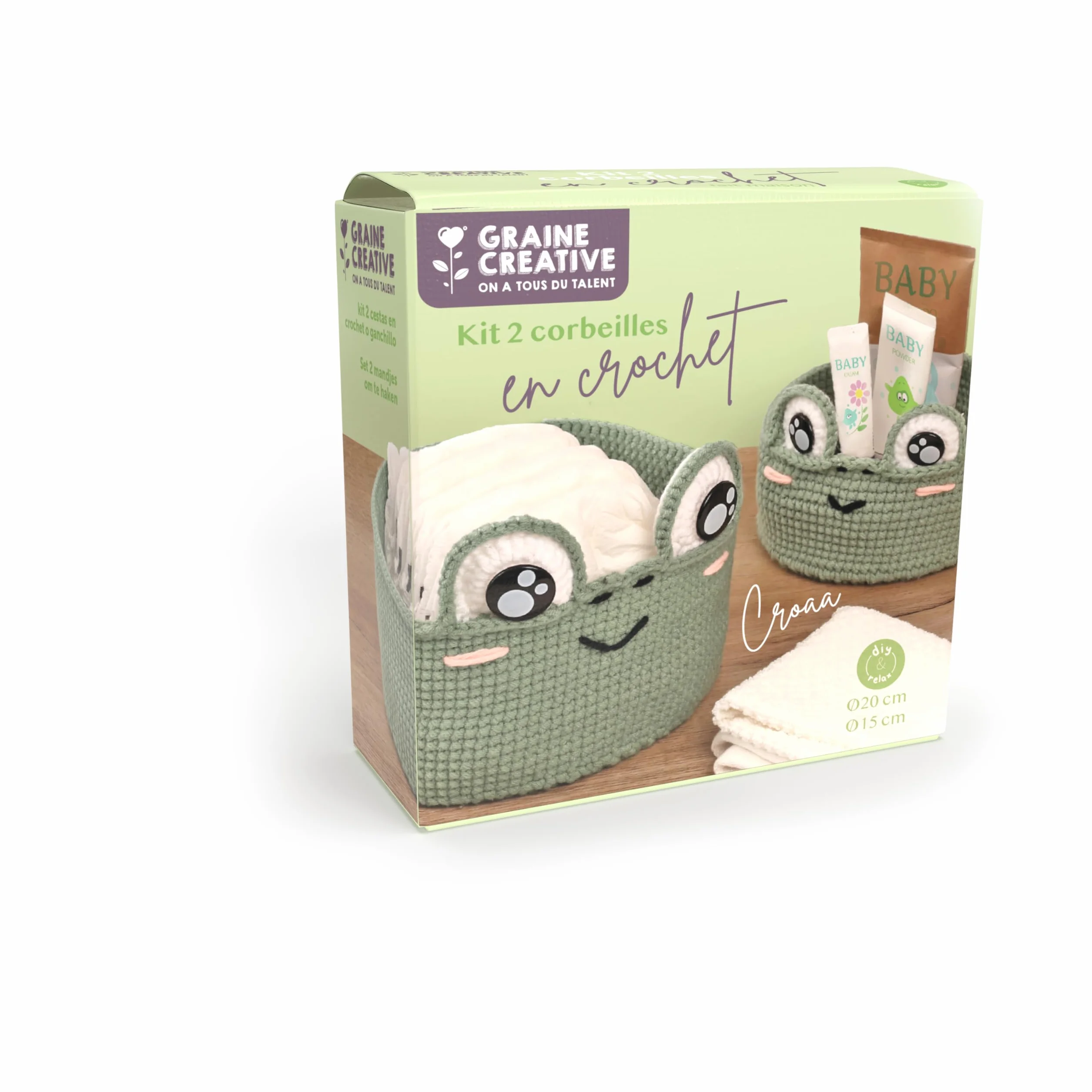 GRAINE CREATIVE Kit 2 Corbeilles Grenouille