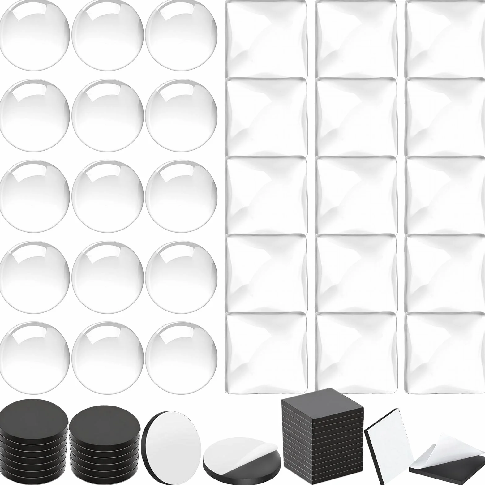 Aimants Photo Personnaliser Verre Transparent Carré Rond 30mm 25mm pour Réfrigérateur DIY