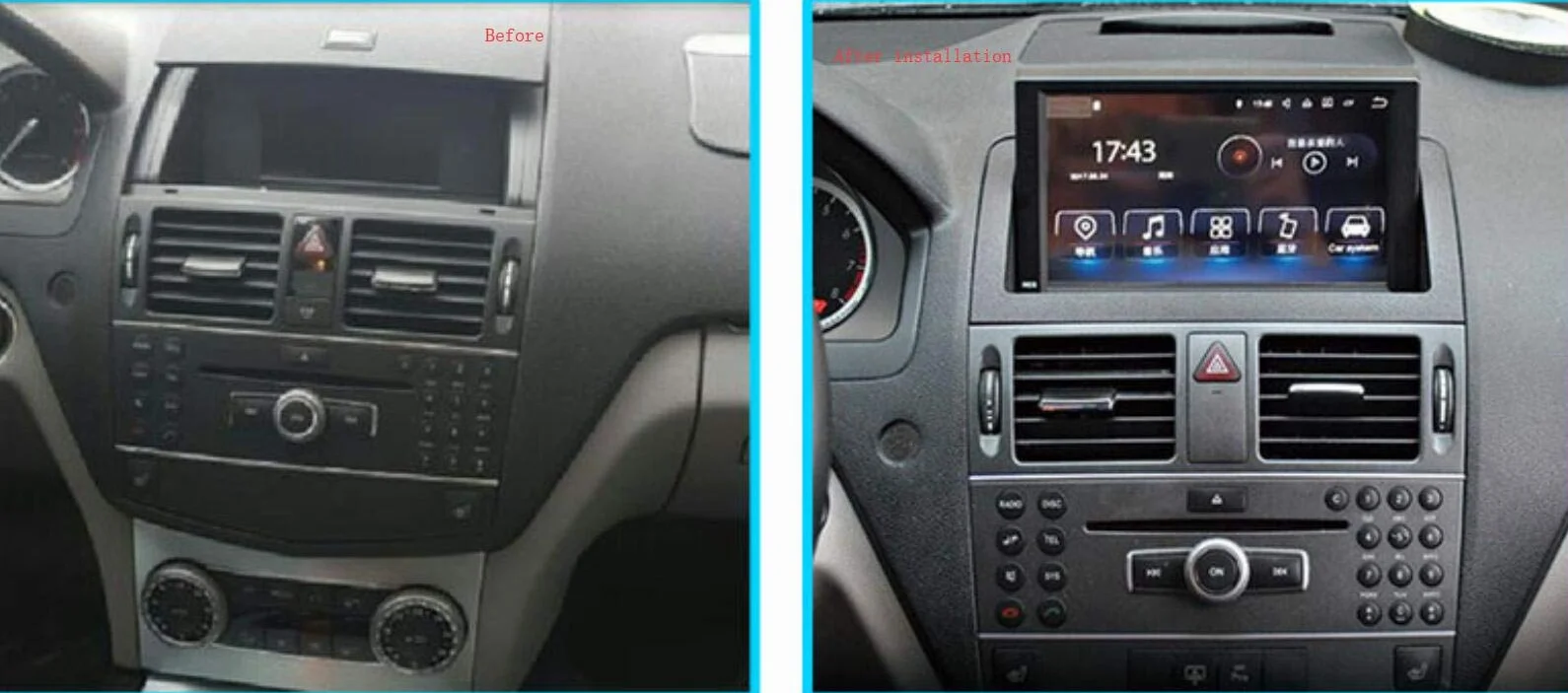 Android 13.0 Octa 8-rdzeniowy 1.6GHZ Radio samochodowe DVD Player dla C-W204 2007-2011 z nawigacją GPS BT FM AM Stereo WiFi Zachowaj oryginalne radio CD