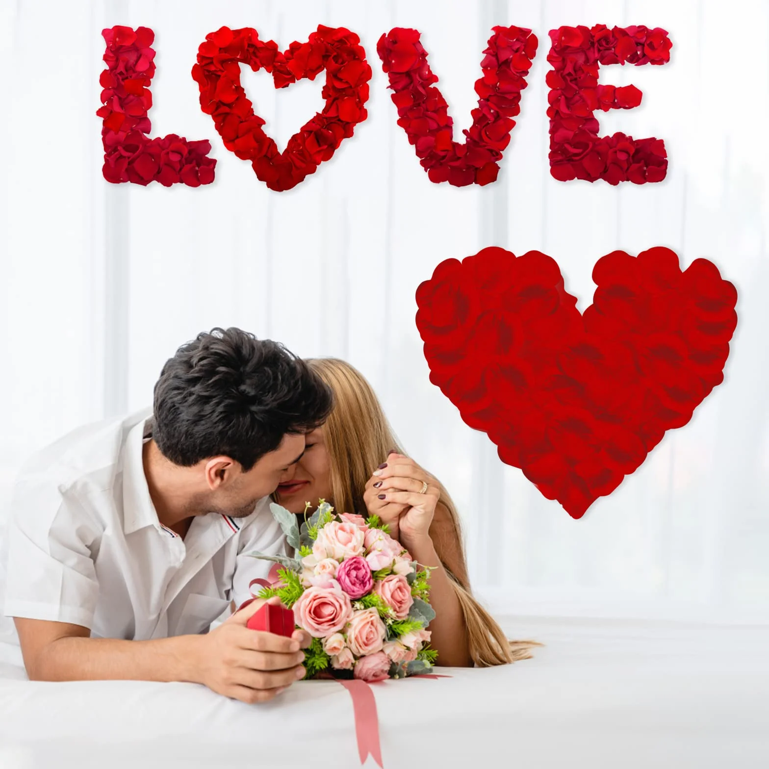 1200 Pièces Pétales de Rose Rouge Artificiels pour Décoration Mariage Saint Valentin