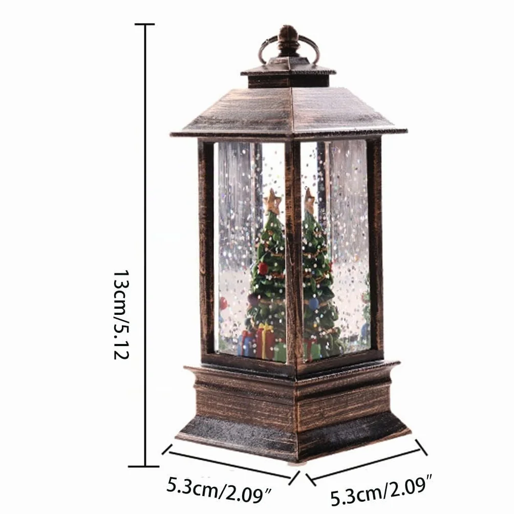 Lanterne boule à neige de Noël avec lumière LED scintillante Décoration de Noël en plein air