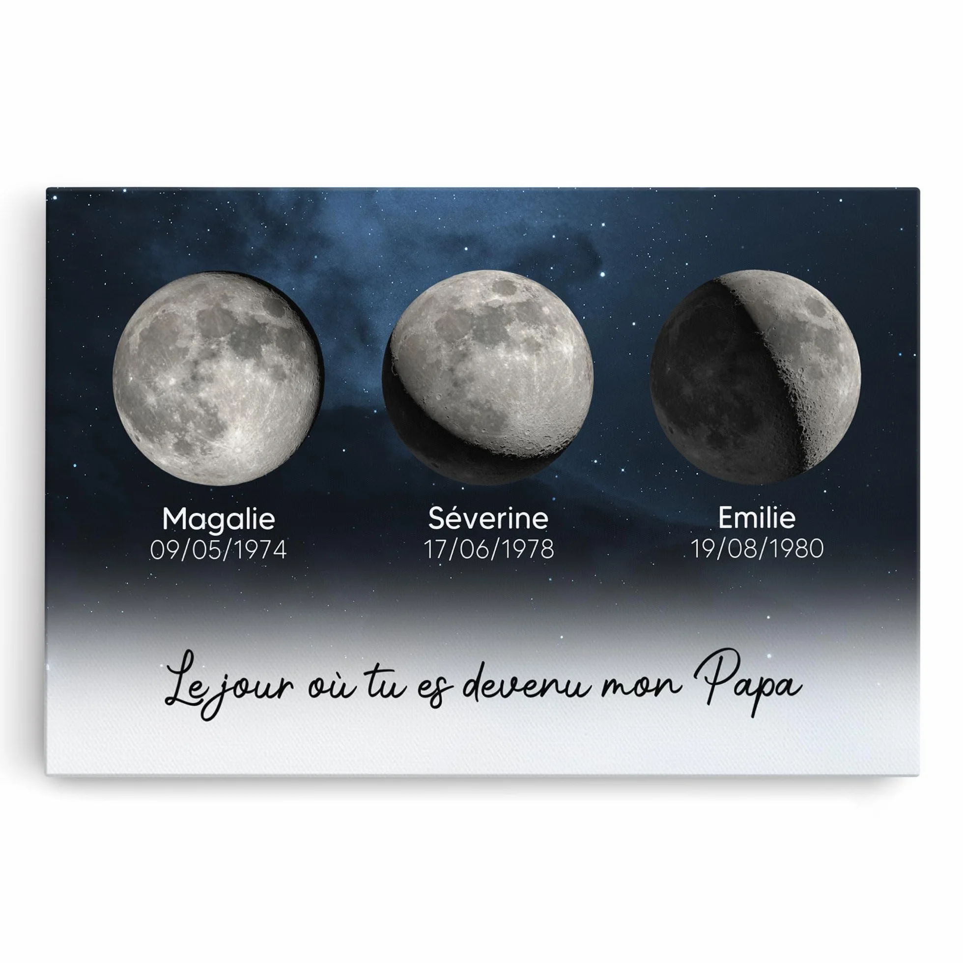 Toile Personnalisée Cadeau Plus Lune Tableau Maman Papa Famille Modèle #2-Papa