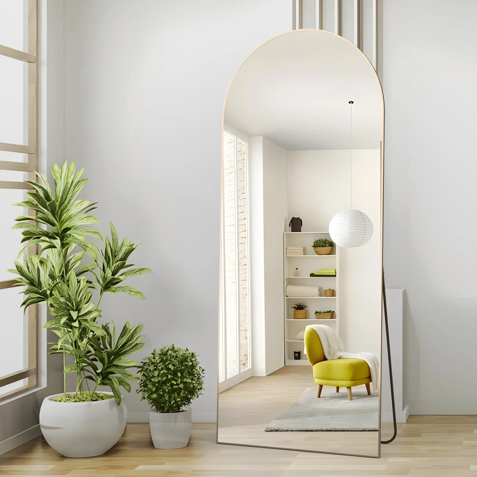 Miroir bombé doré 165 x 60 cm suspendu appuyé chambre