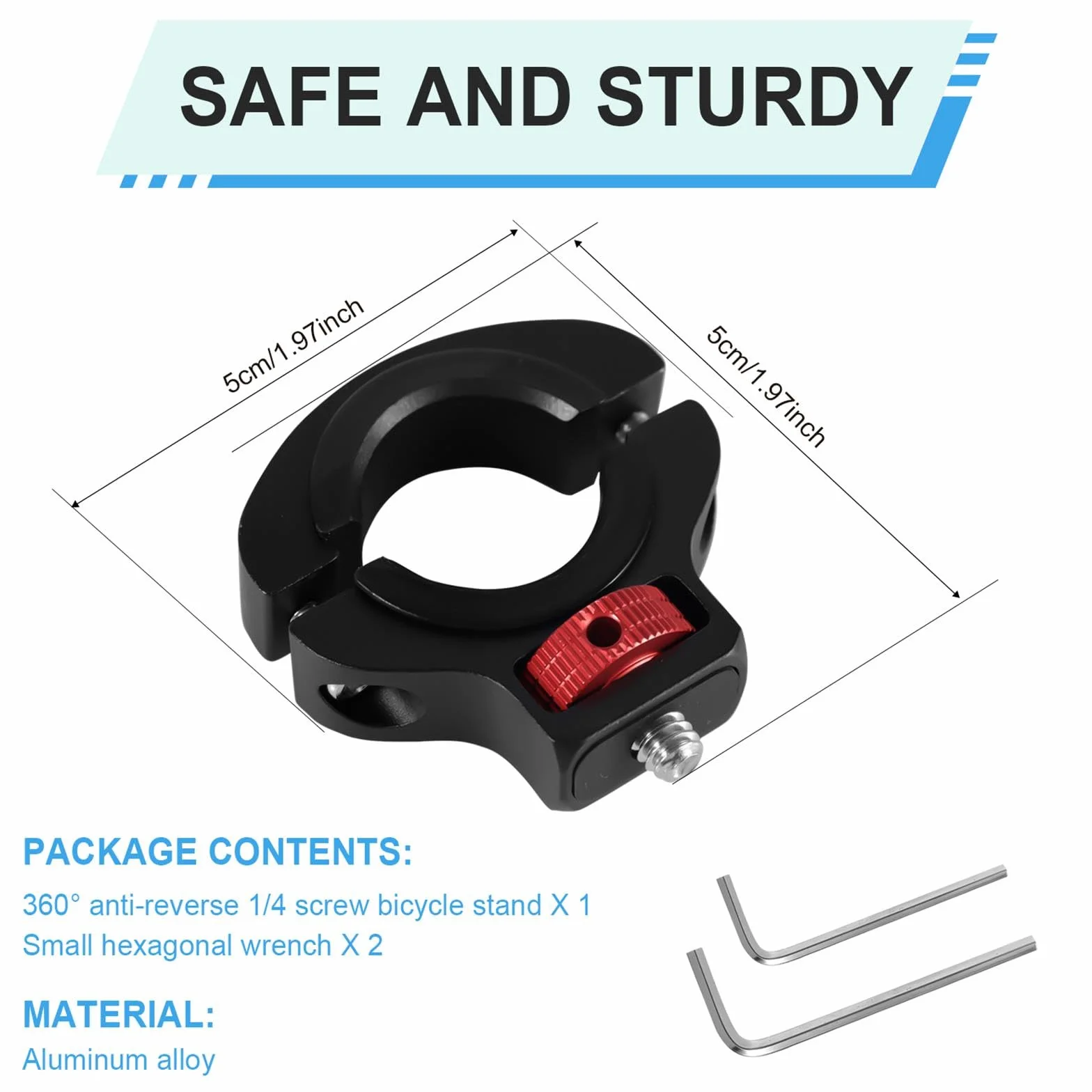 Rower Uchwyt Kamery Motocyklowej, Obrotowy o 360 Stopni Zabezpieczenie Przed Cofaniem Zaciskowy Rowerowy Uchwyt na Kierownice Wspornik do GoPro Insta360 DJI Osmo i Fill Light (22-32mm)