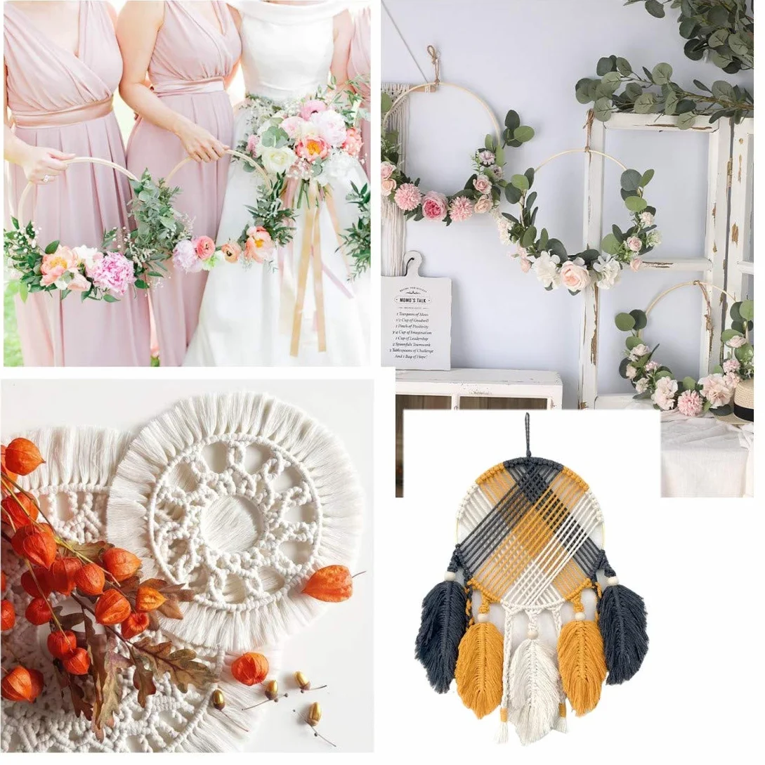 Cerceaux en Bambou 30 cm pour Macramé, Couronne Florale et Attrape-Rêves