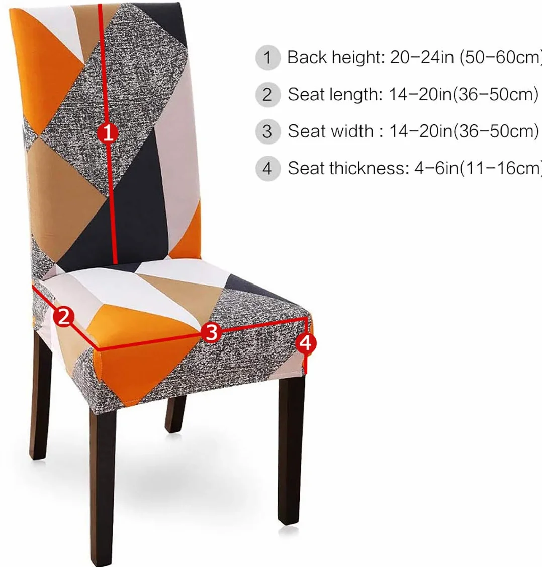 Lot de 6 Housses de Chaise Extensibles Amovibles et Lavables pour Cuisine et Salle à Manger