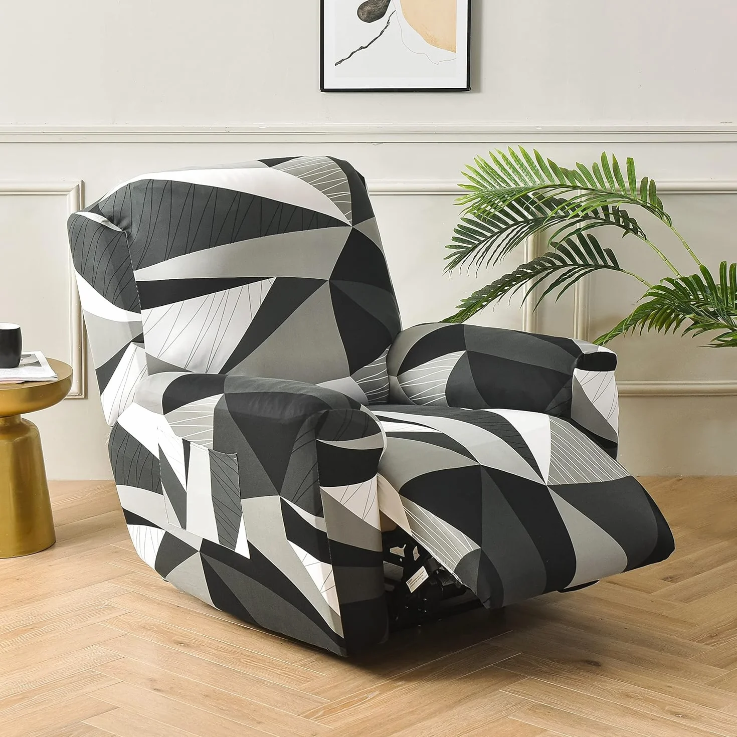 Housse de Chaise inclinable élastique Relax, Housse de canapé 1 2 3 Places antidérapante avec Poche, 1 Siège (4 pièces)
