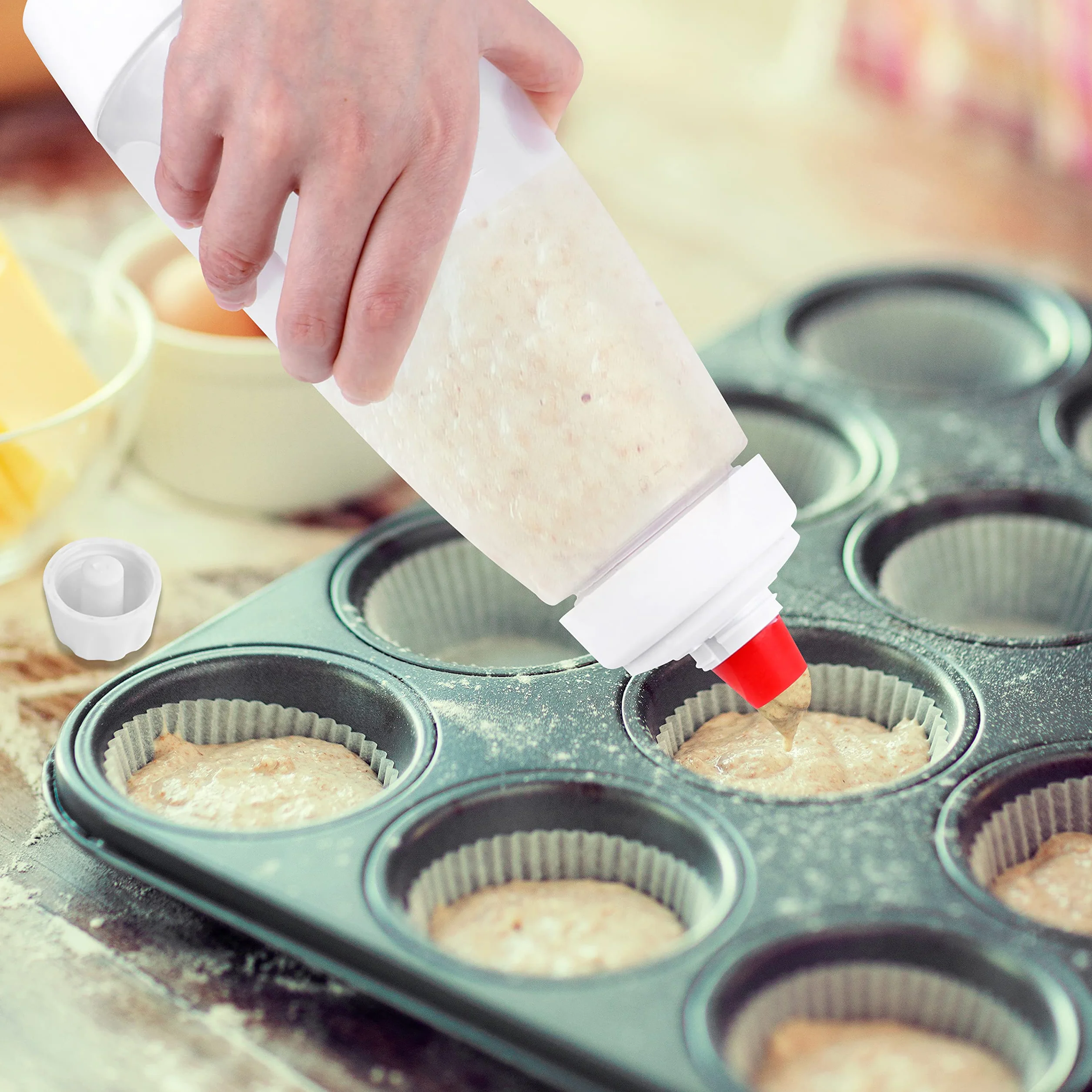 YiliYa Distributeur de Pâte à Crêpes avec Boule de Mélange pour Pancakes et Gaufres
