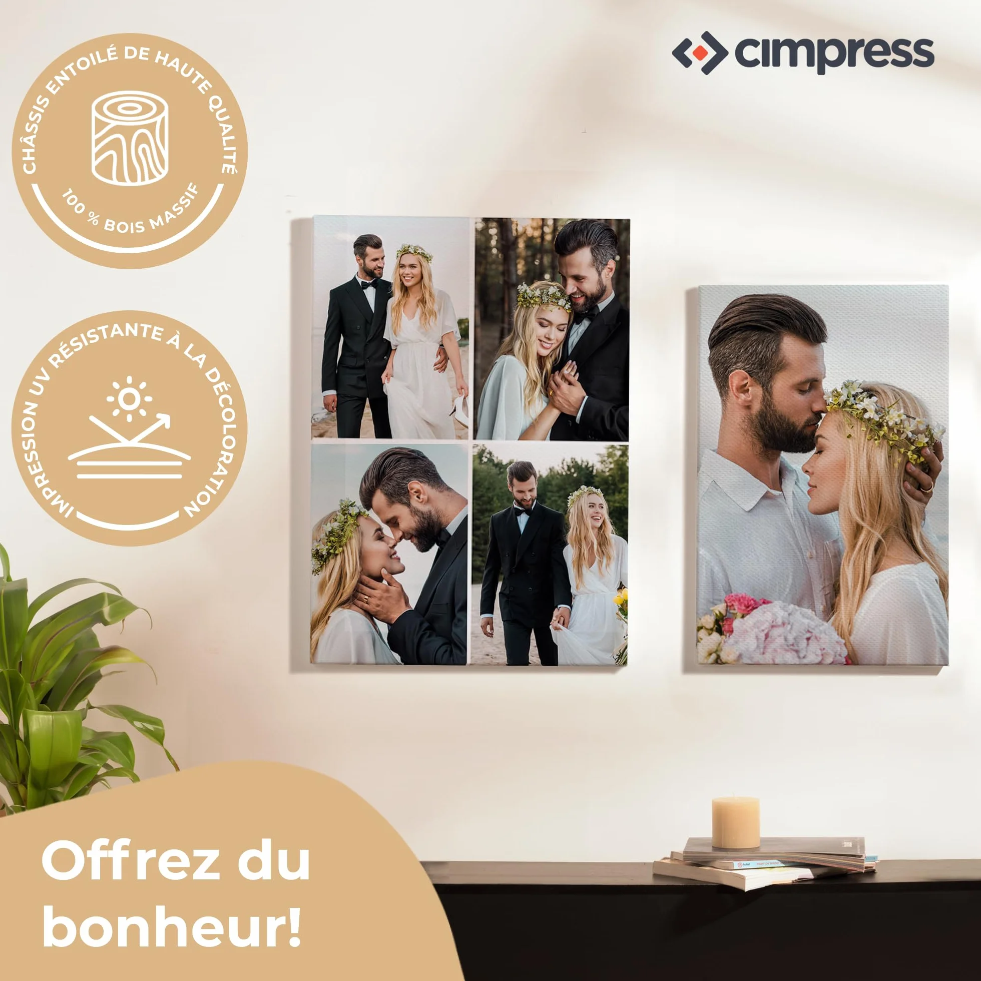 Cimpress Collage Photo sur Toile Personnalisée 30x30 cm 4 Photos